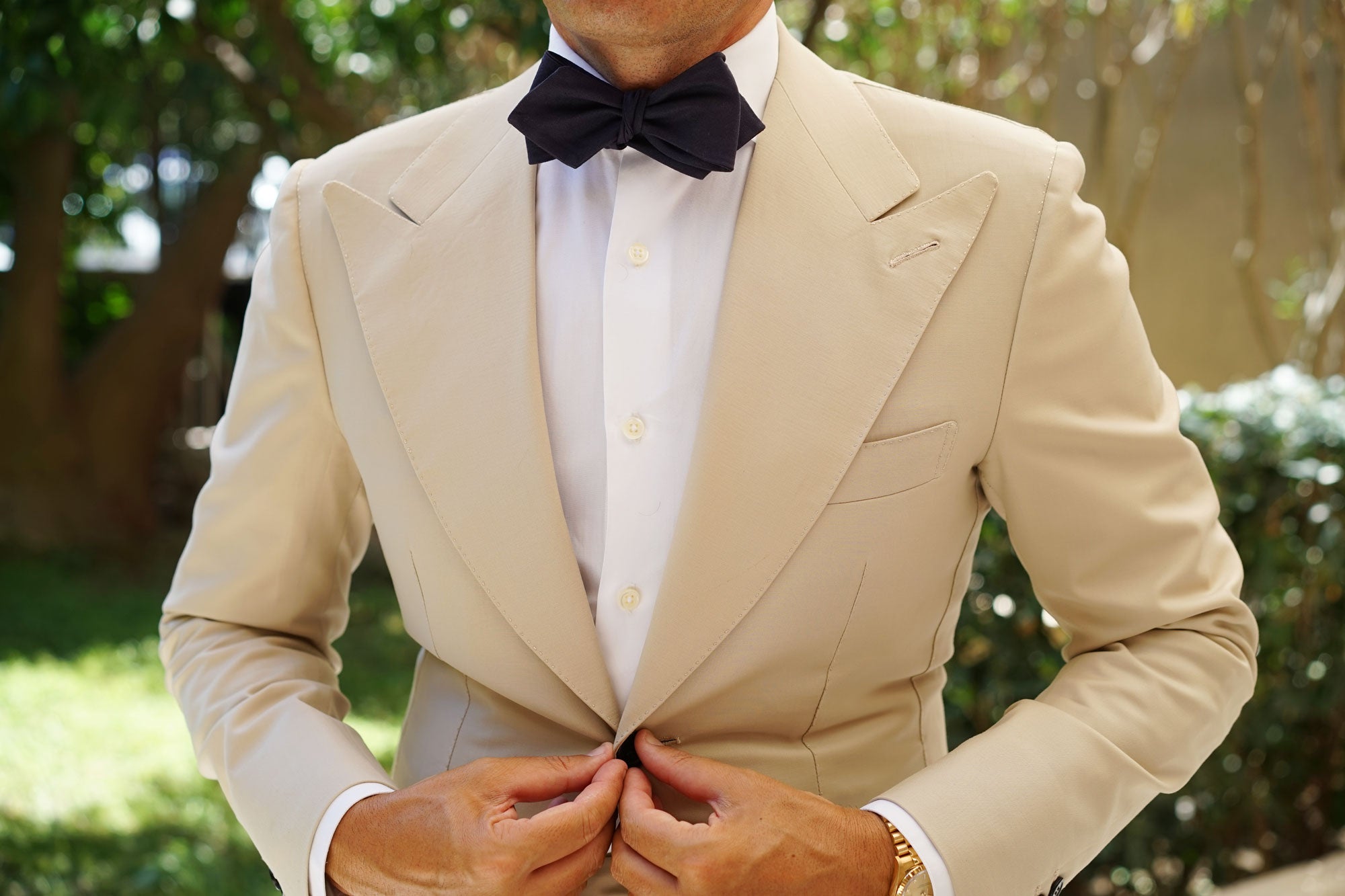 Navy Blue Cotton Self Tie Diamond Bow Tie