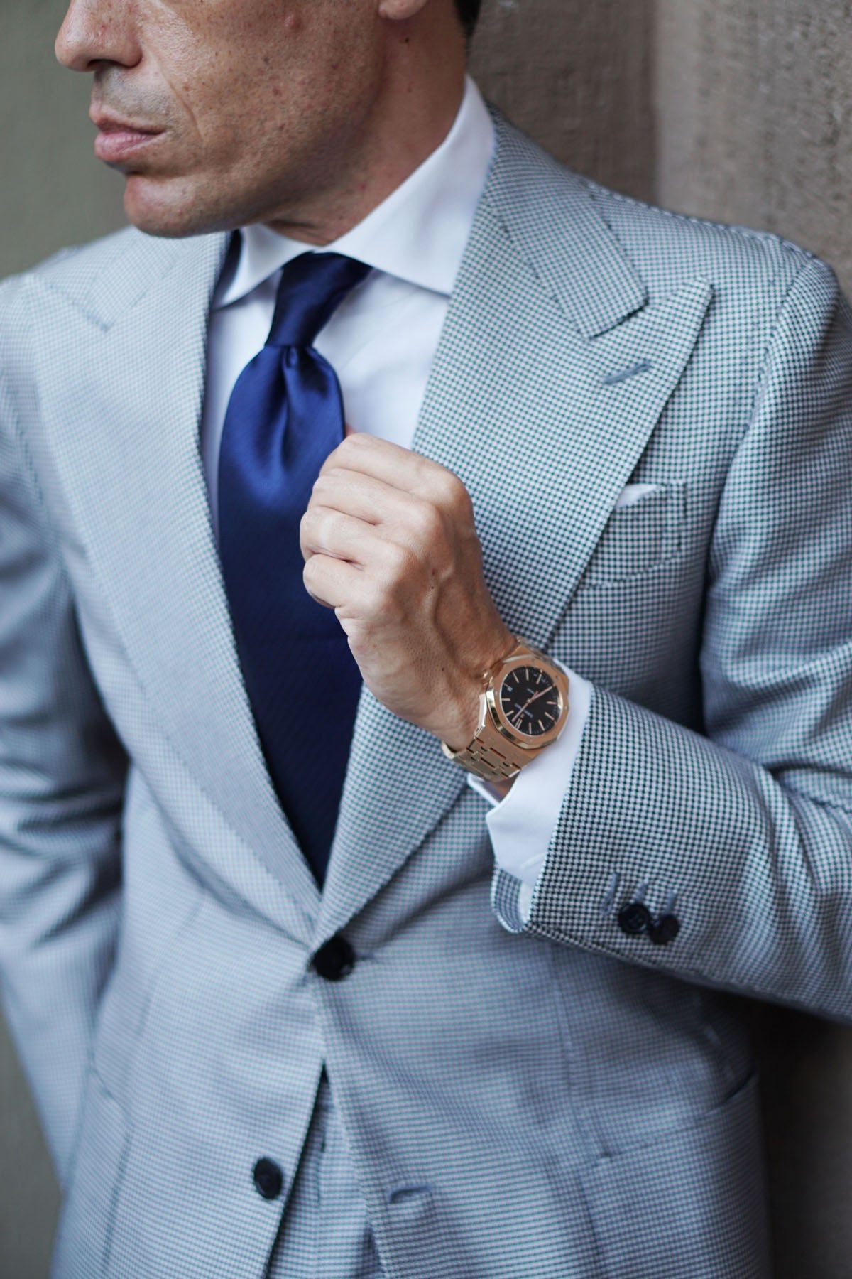 Indigo Blue Herringbone Necktie