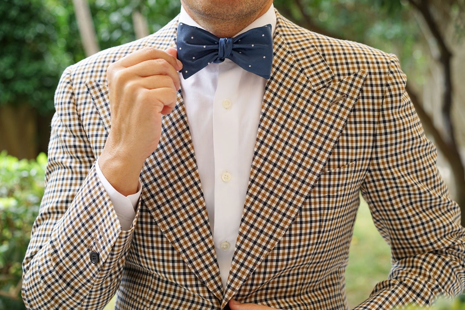 Prussian Polka Dots Self Bow Tie