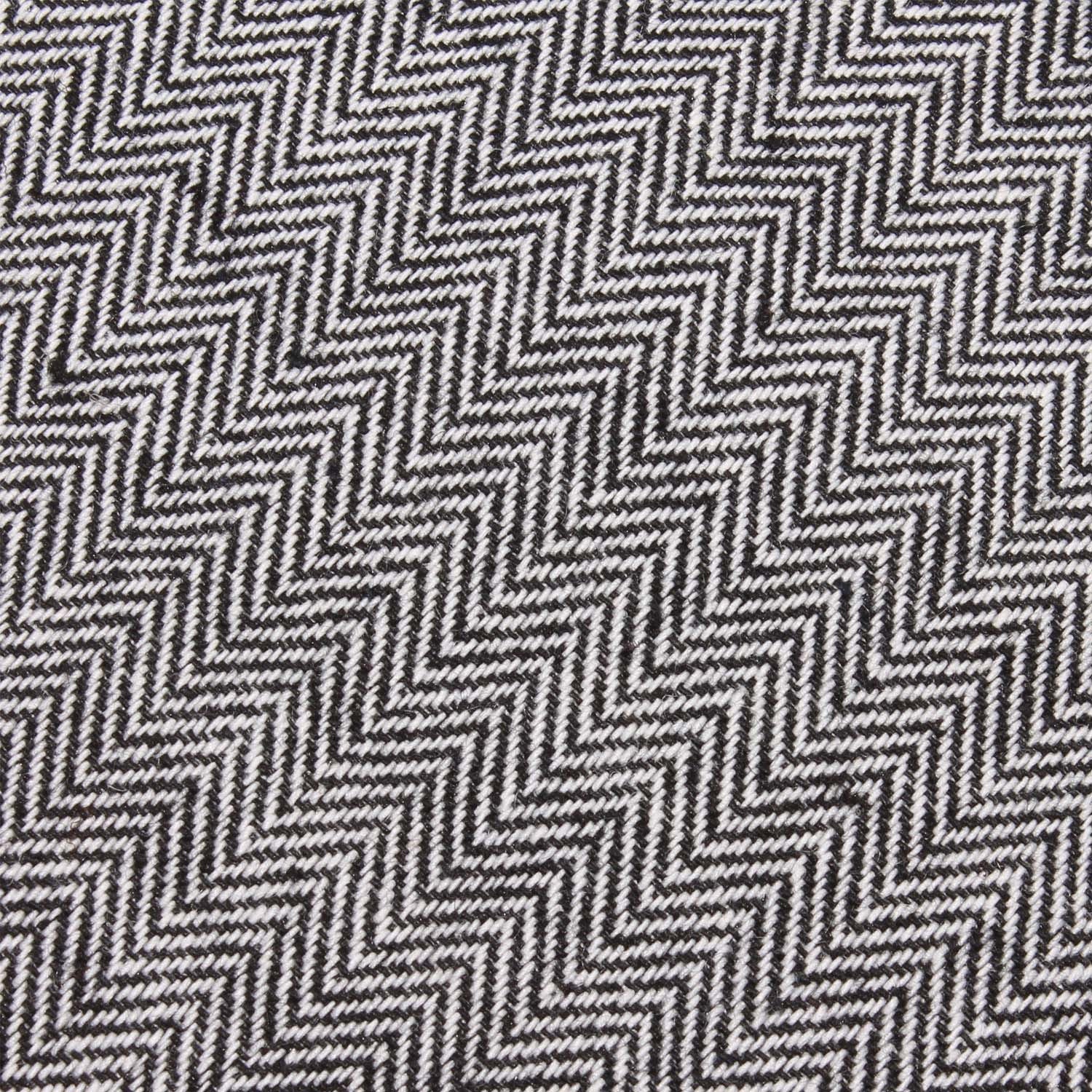 Black Herringbone Linen Pocket Square