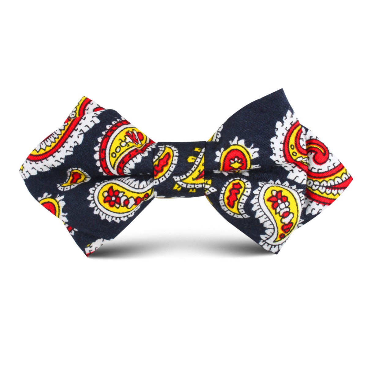 Vulcano Red & Yellow Paisley Kids Diamond Bow Tie