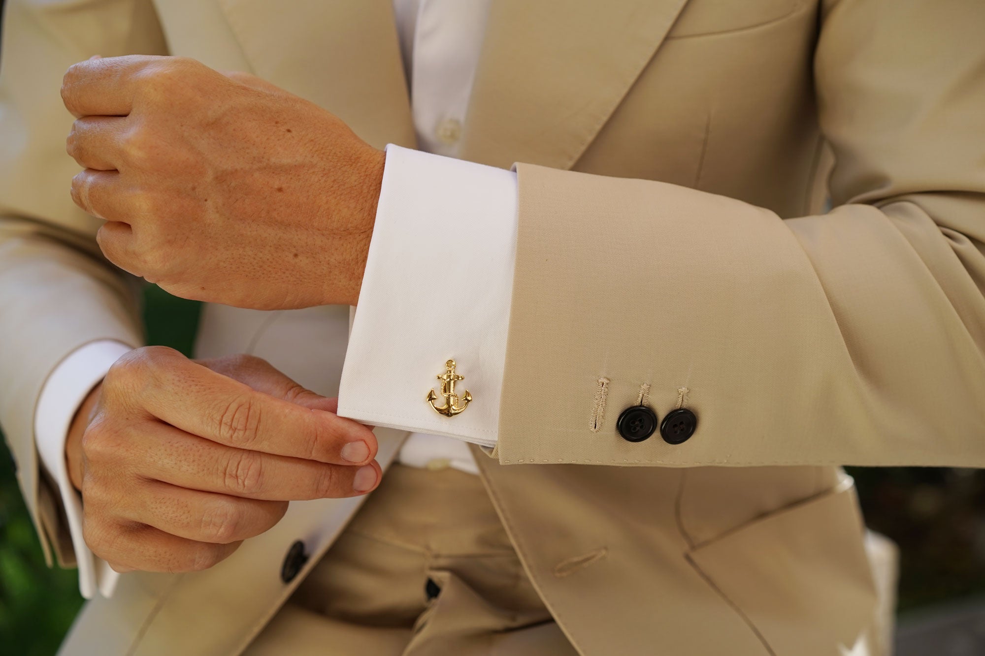 Gold Anchor Rope Cufflinks