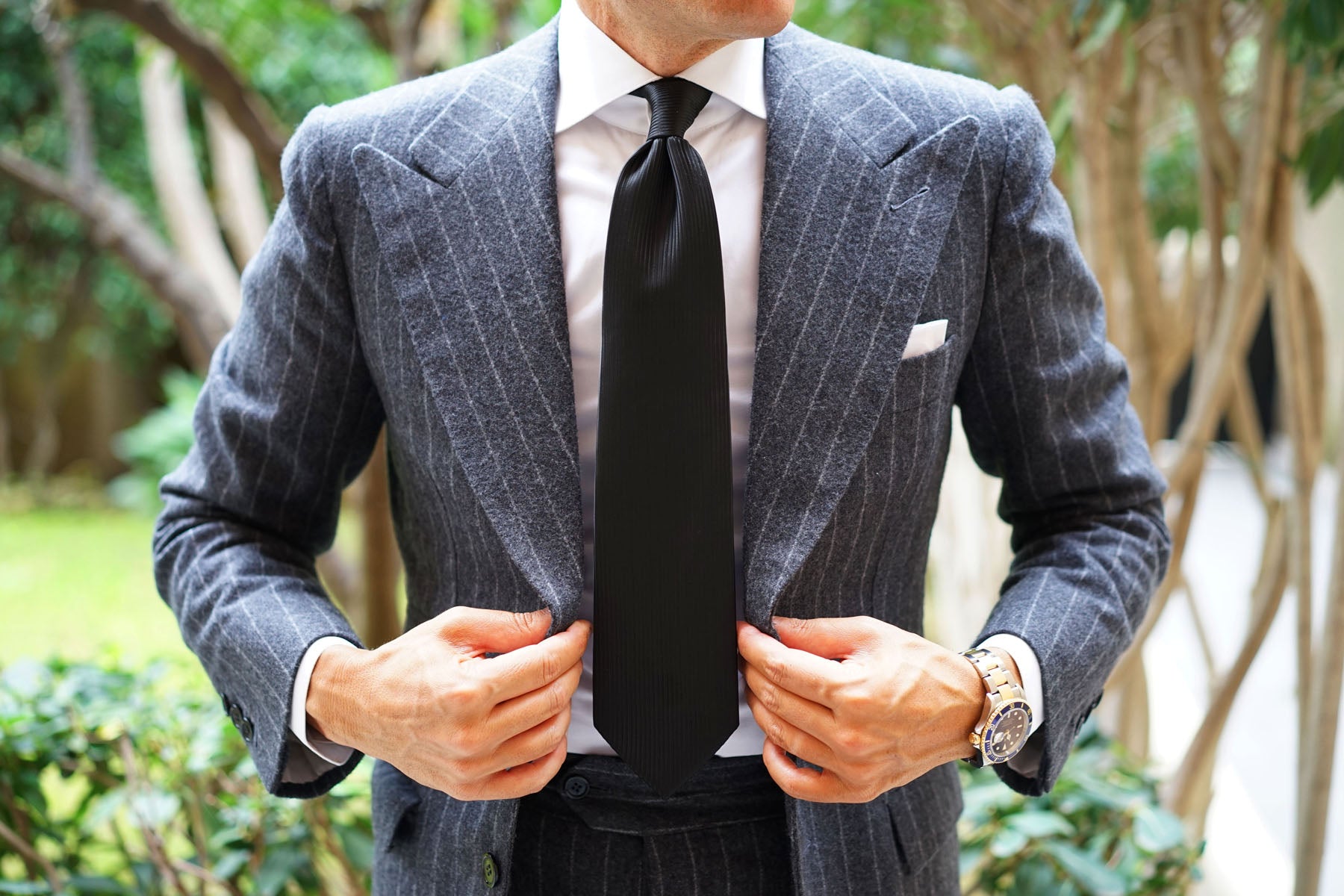 Jet Black Stripes Necktie