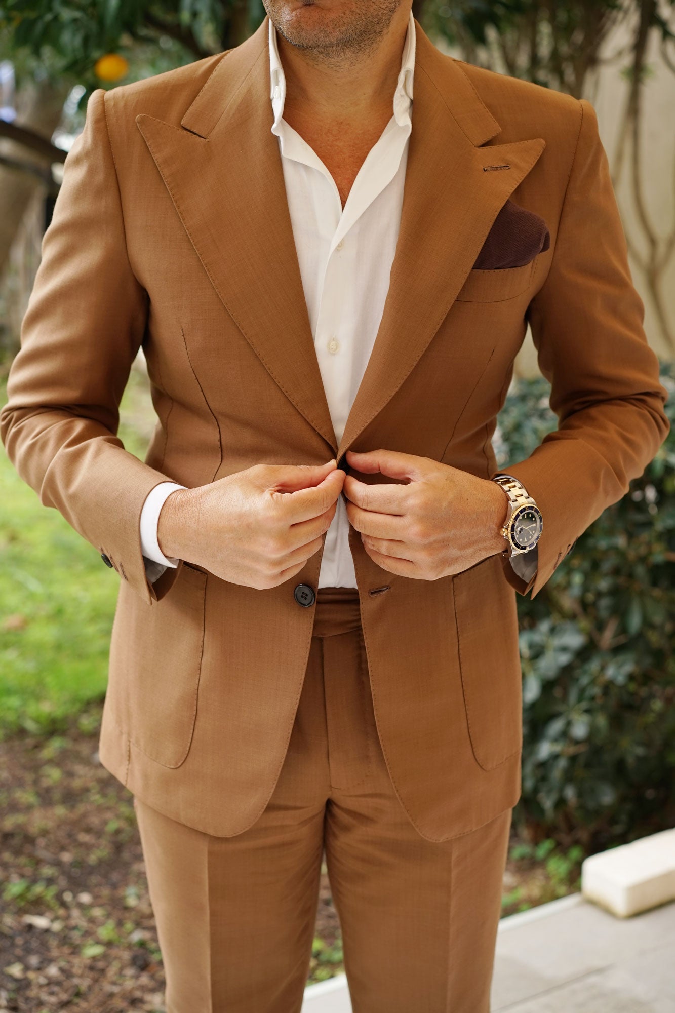 Dark Brown Truffle Linen Pocket Square