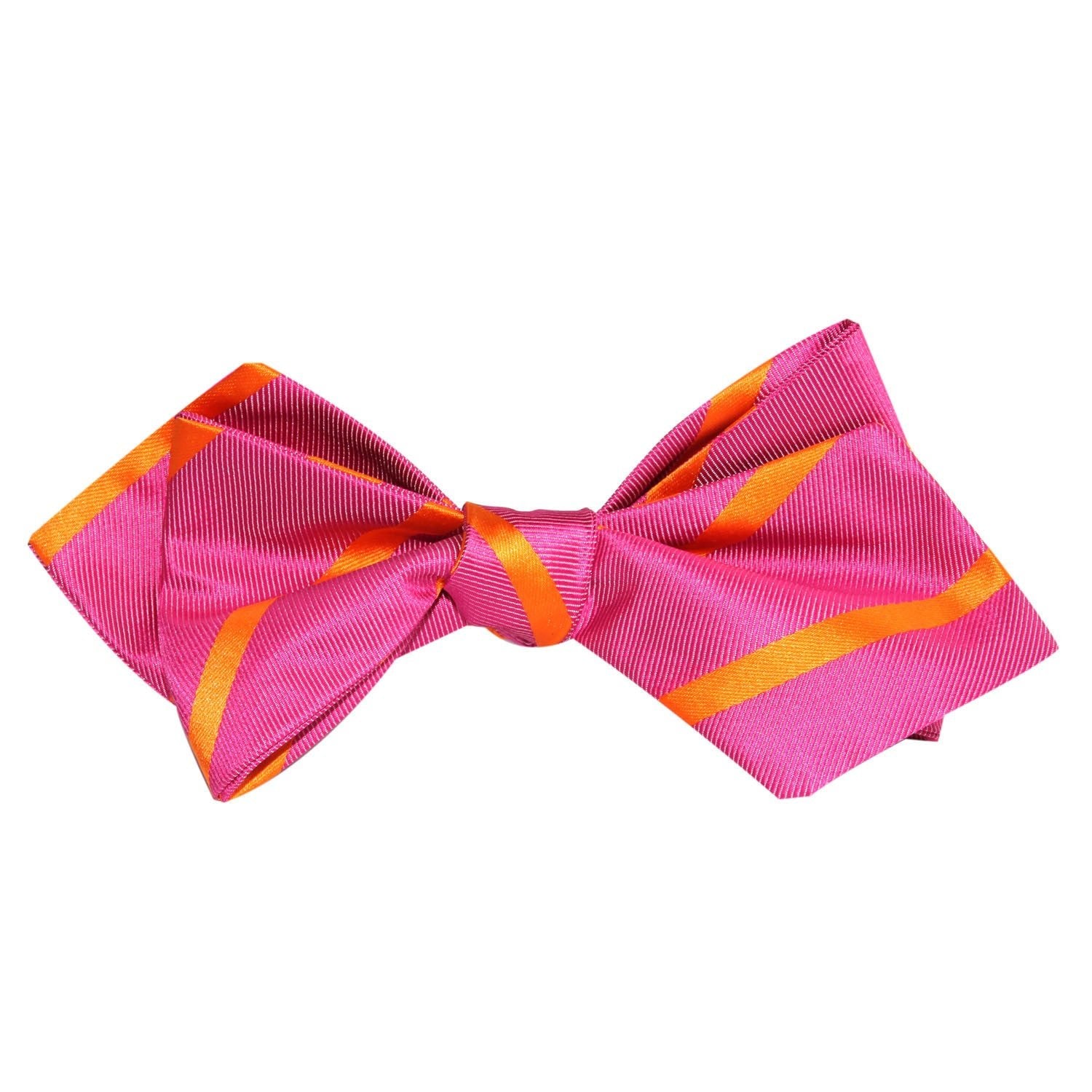 Hot Pink with Orange Diagonal Self Tie Diamond Tip Bow Tie