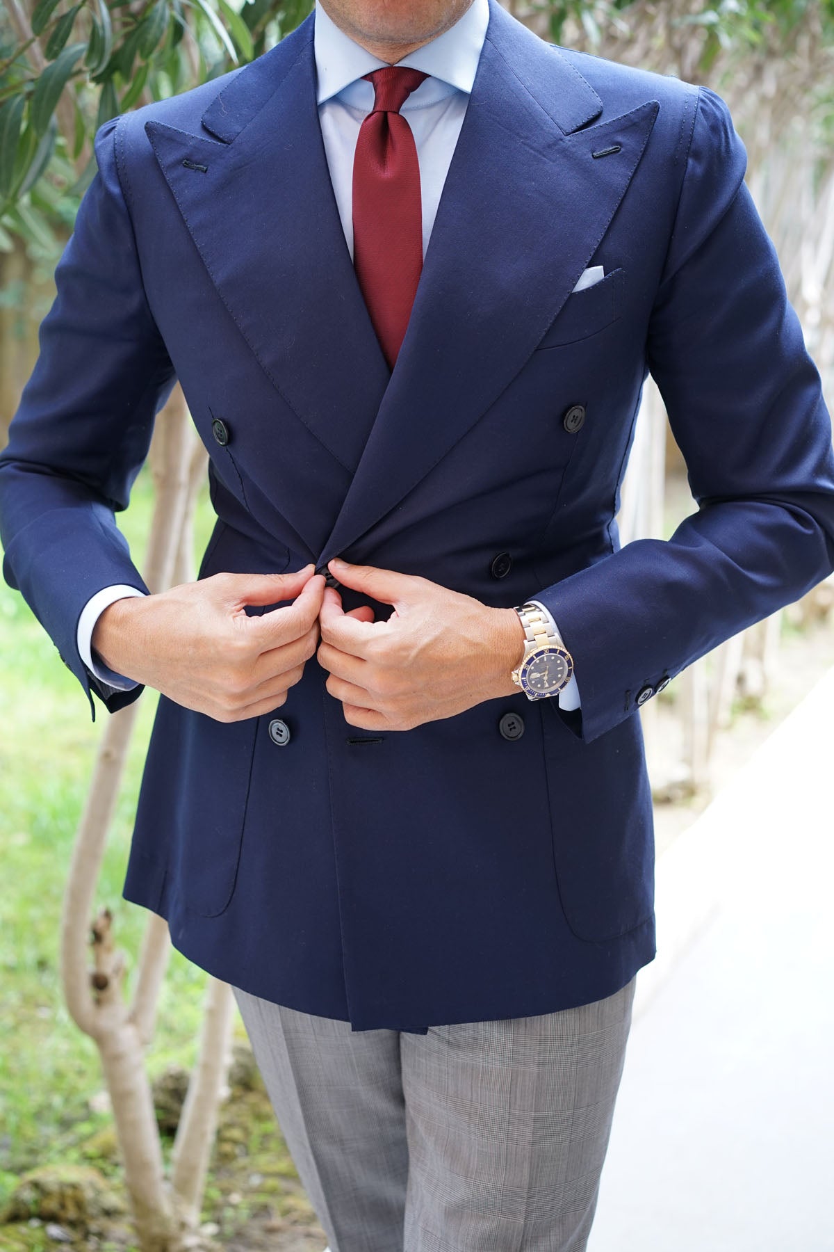 Burgundy Herringbone Skinny Tie