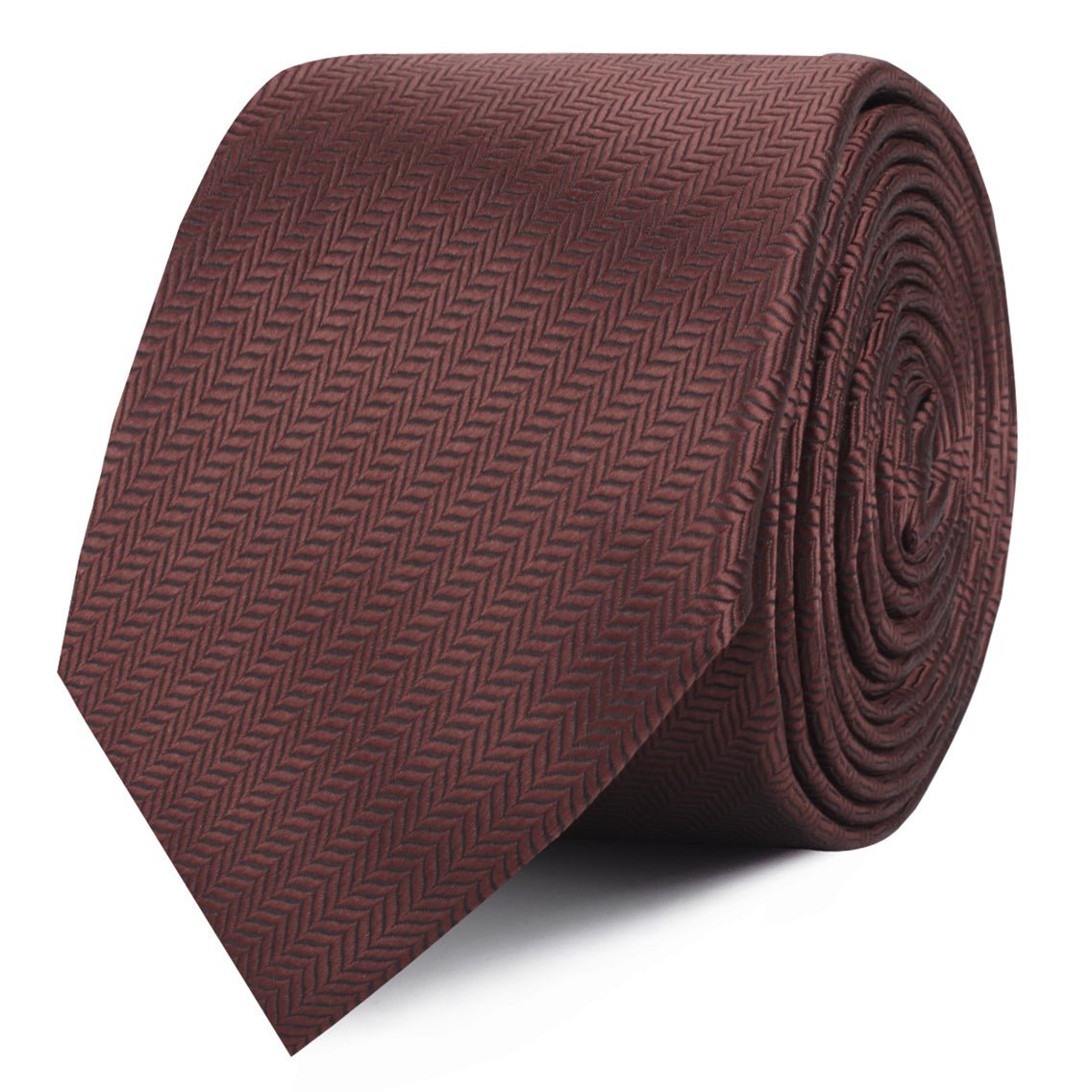 Russet Brown Herringbone Skinny Tie