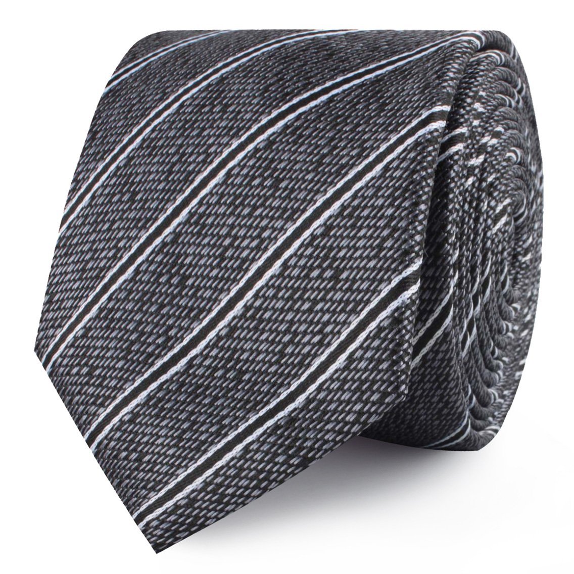 New York Charcoal Striped Skinny Tie