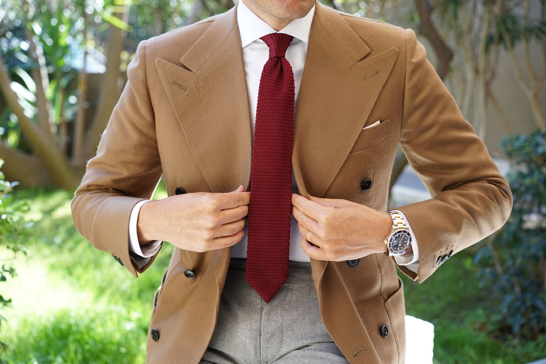 Dark Rosewood Maroon Pointed Knitted Tie