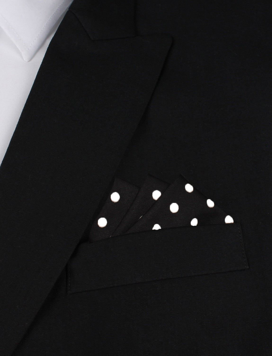 Black with White Large Polka Dots Cotton Pocket Square