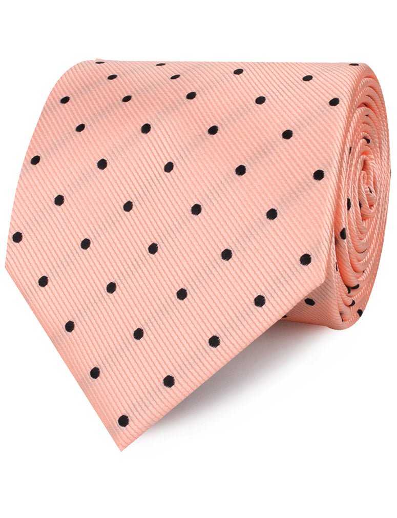 Peach on Black Polka Dots Necktie