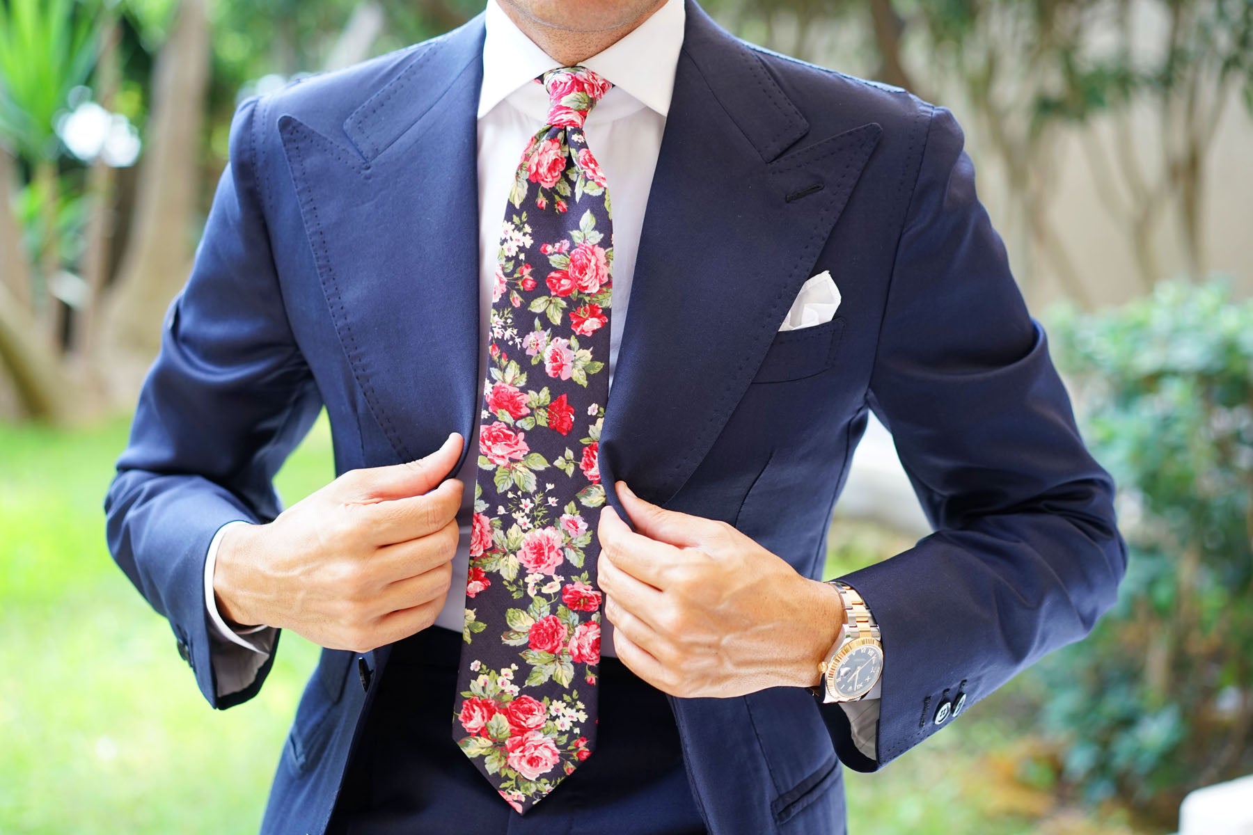 Santorini Pink Roses Necktie