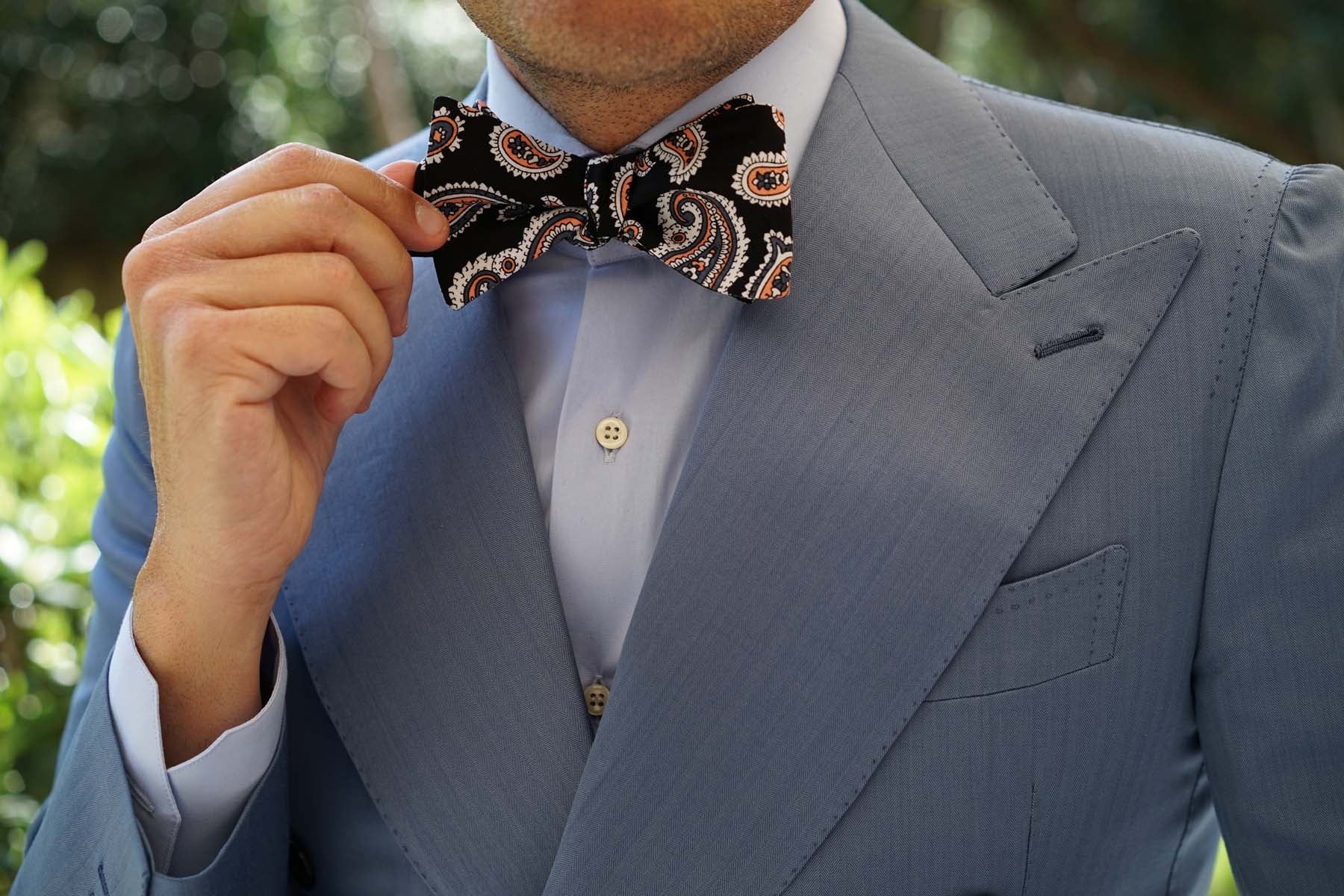 Levanzo Coral Paisley Self Bow Tie