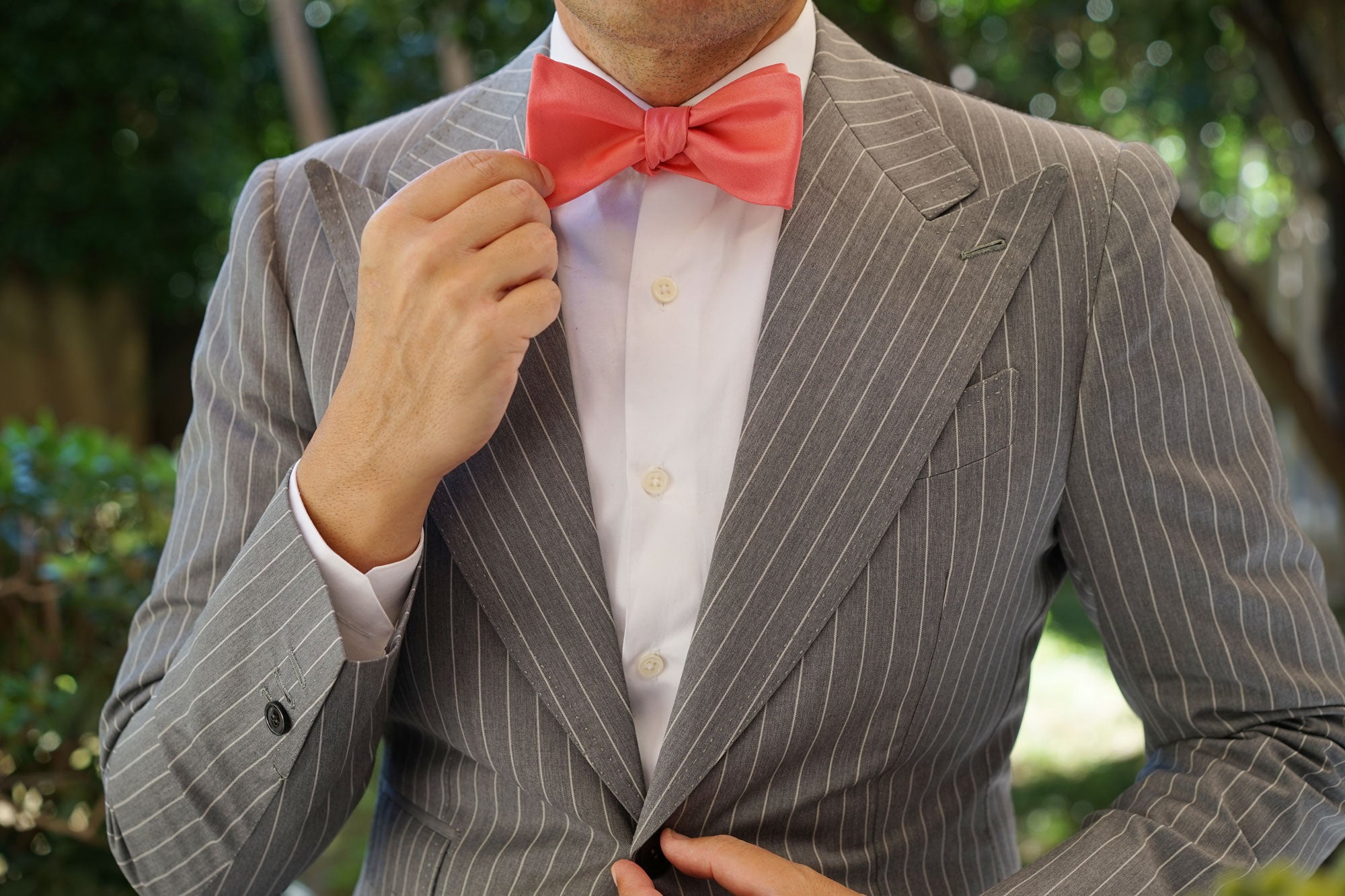 Coral Reef Satin Self Bow Tie