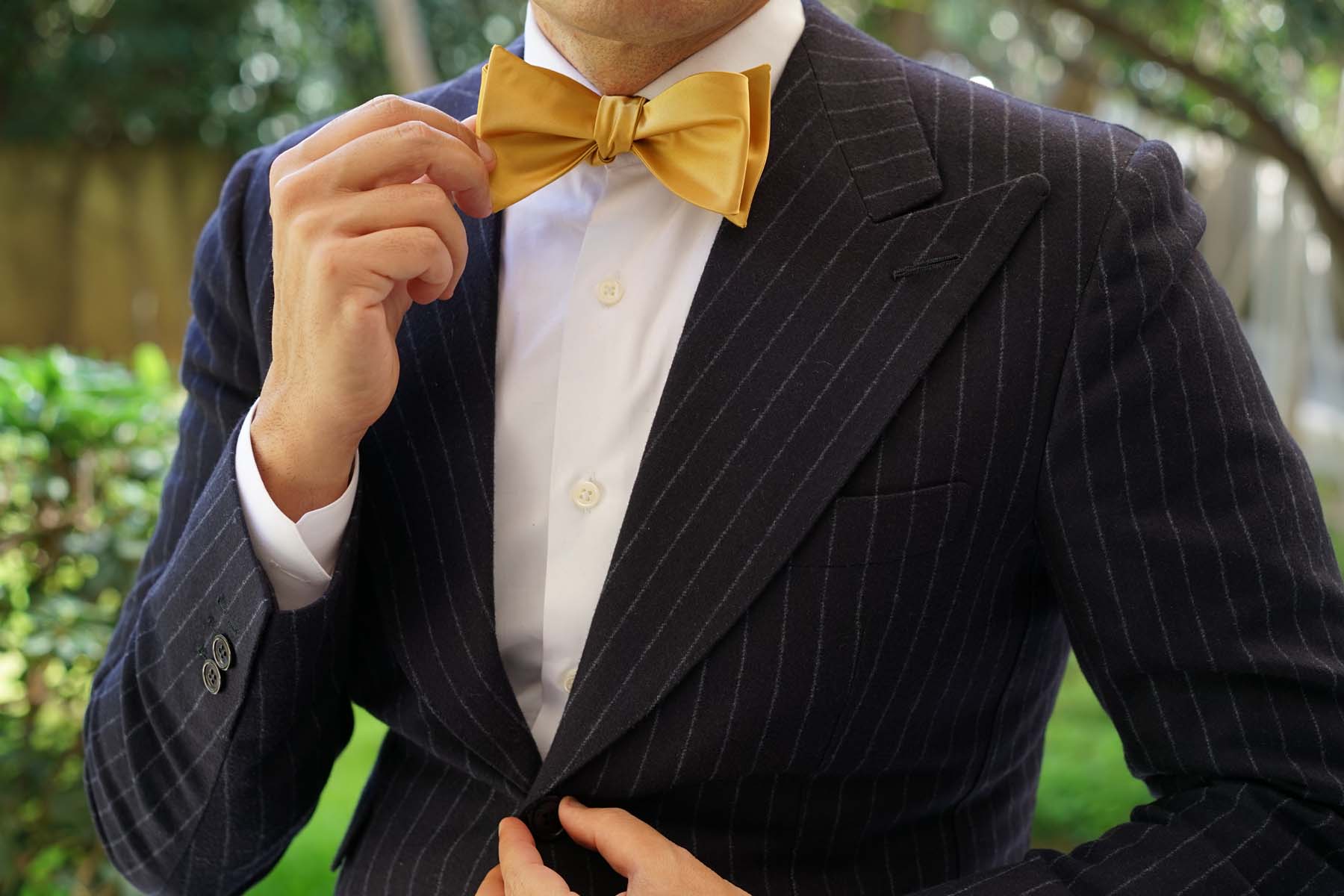 Gold Satin Self Bow Tie