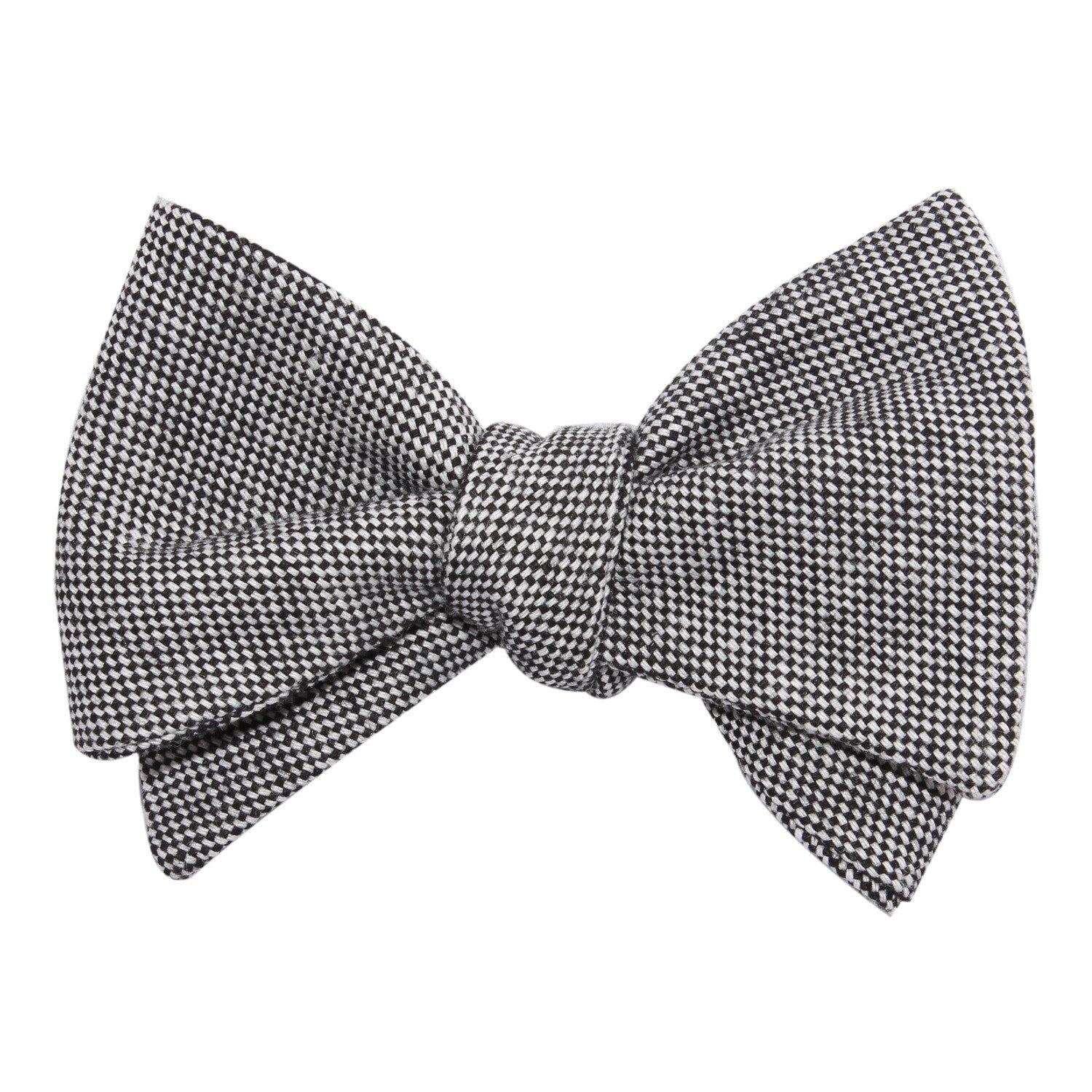 Black Tweed Linen Stitching Self Tie Bow Tie