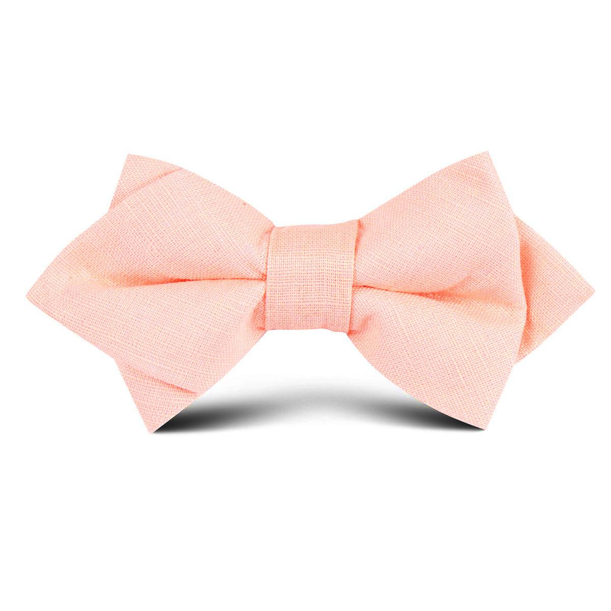 Dusty Peach Slub Linen Kids Diamond Bow Tie