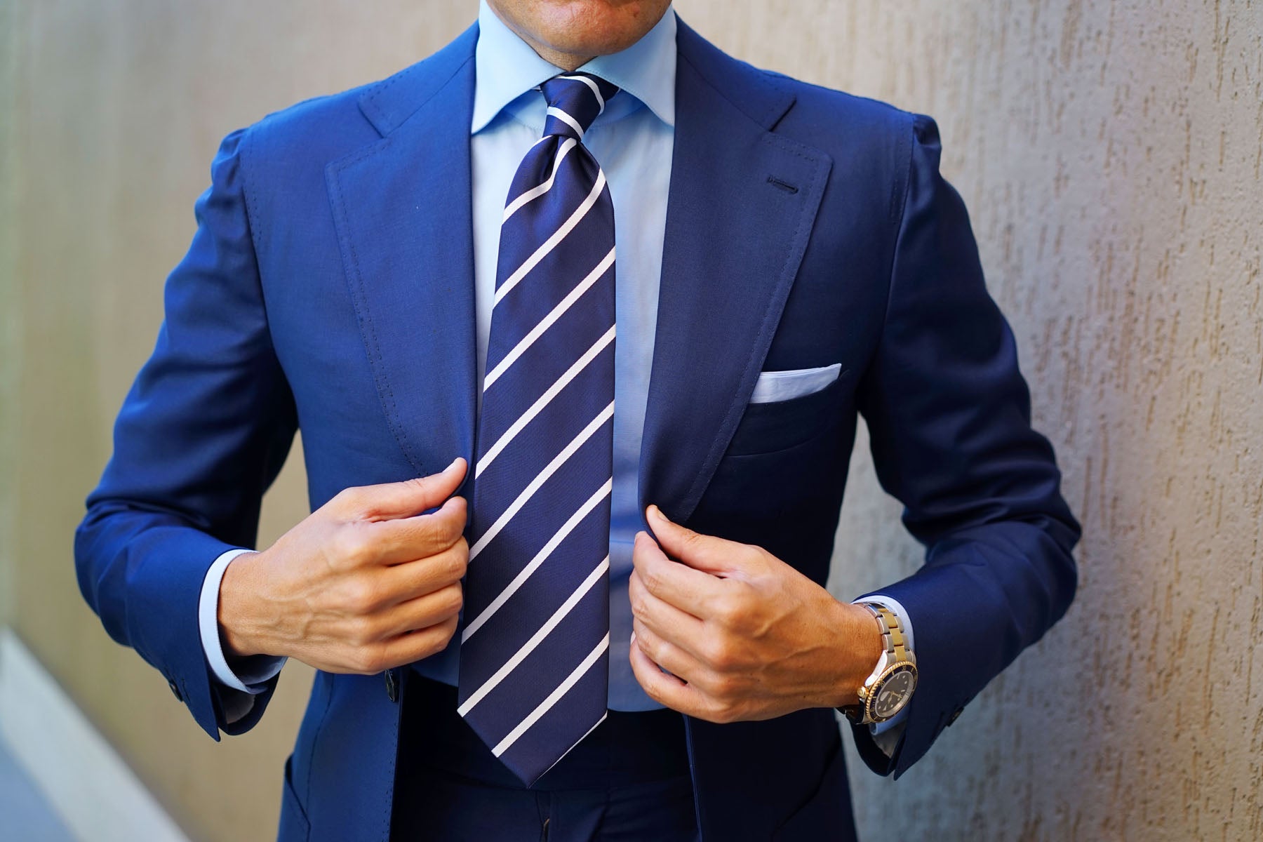 Navy Blue Pencil Stripe Tie