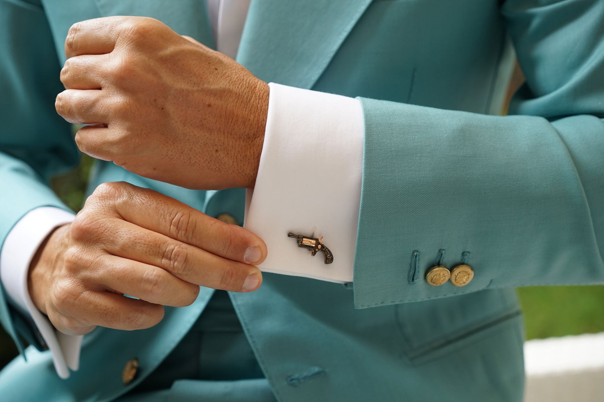 Dark Revolver Gun Cufflinks