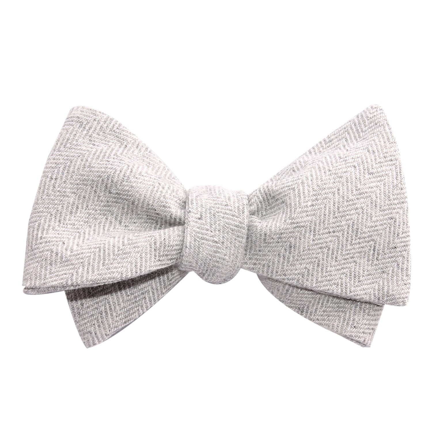 Light Grey Herringbone Linen Self Tie Bow Tie