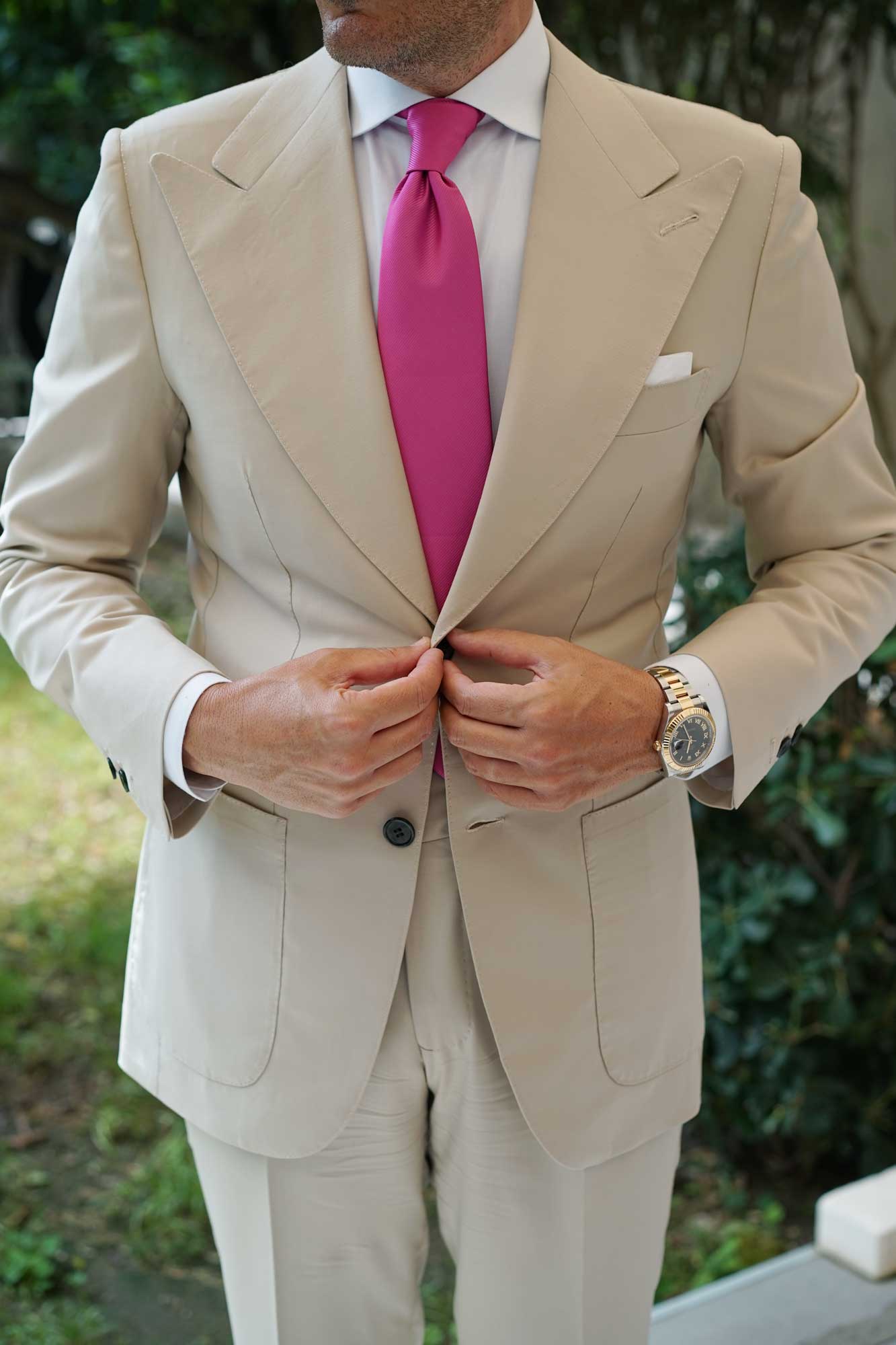 Fuchsia Pink Twill Necktie