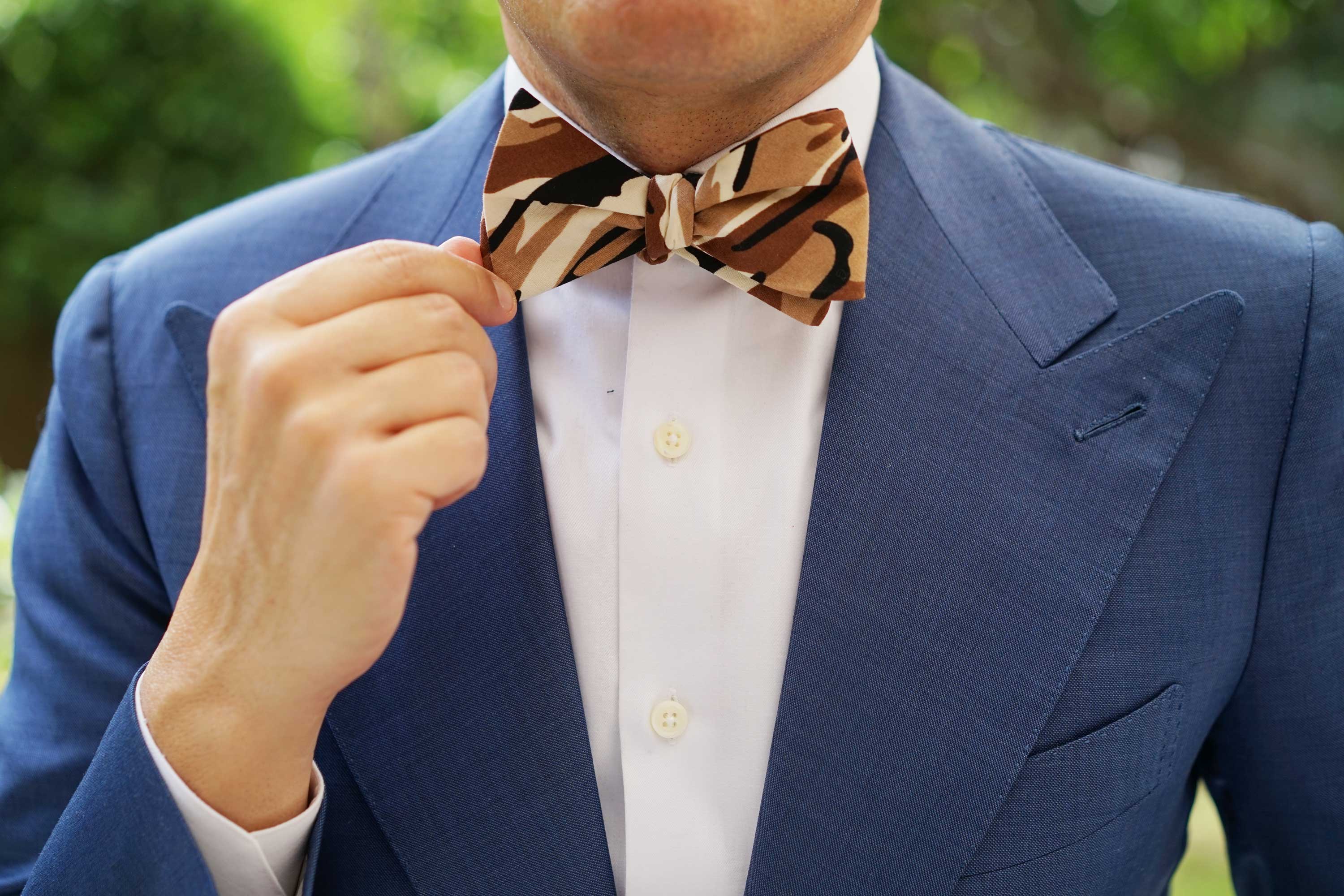 Desert Sand Camouflage Self Bow Tie