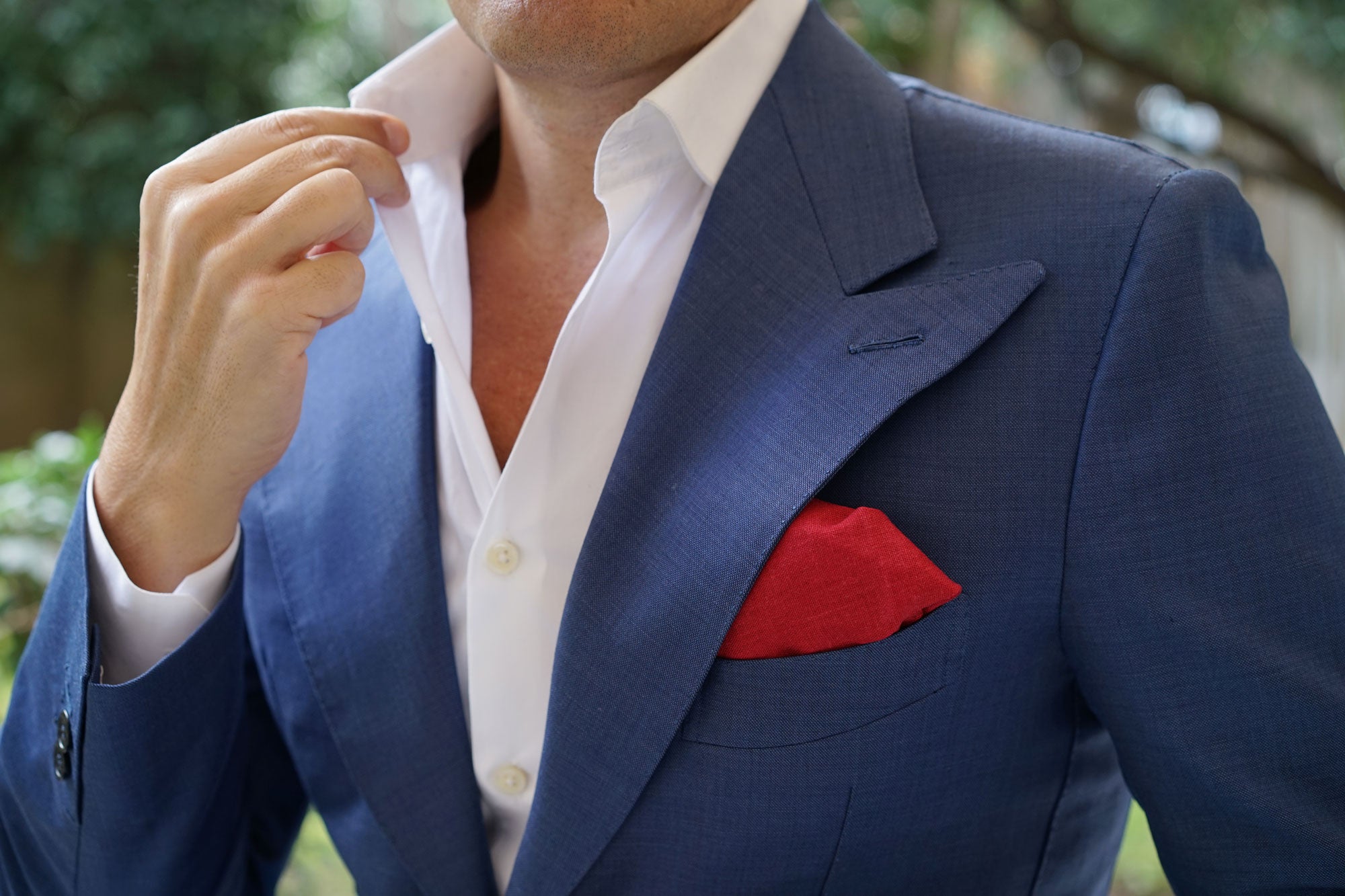 Apple Maroon Linen Pocket Square