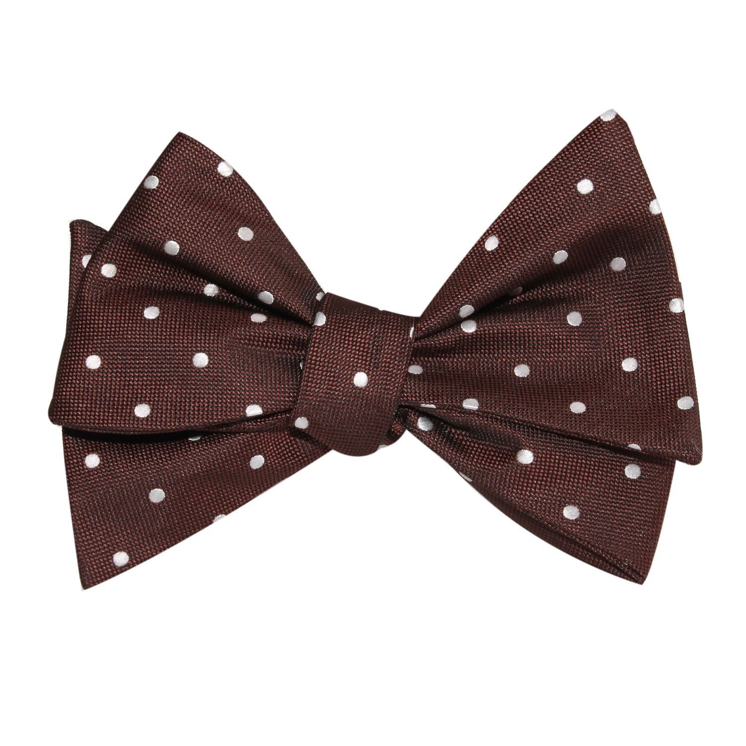 Brown with White Polka Dots Self Tie Bow Tie