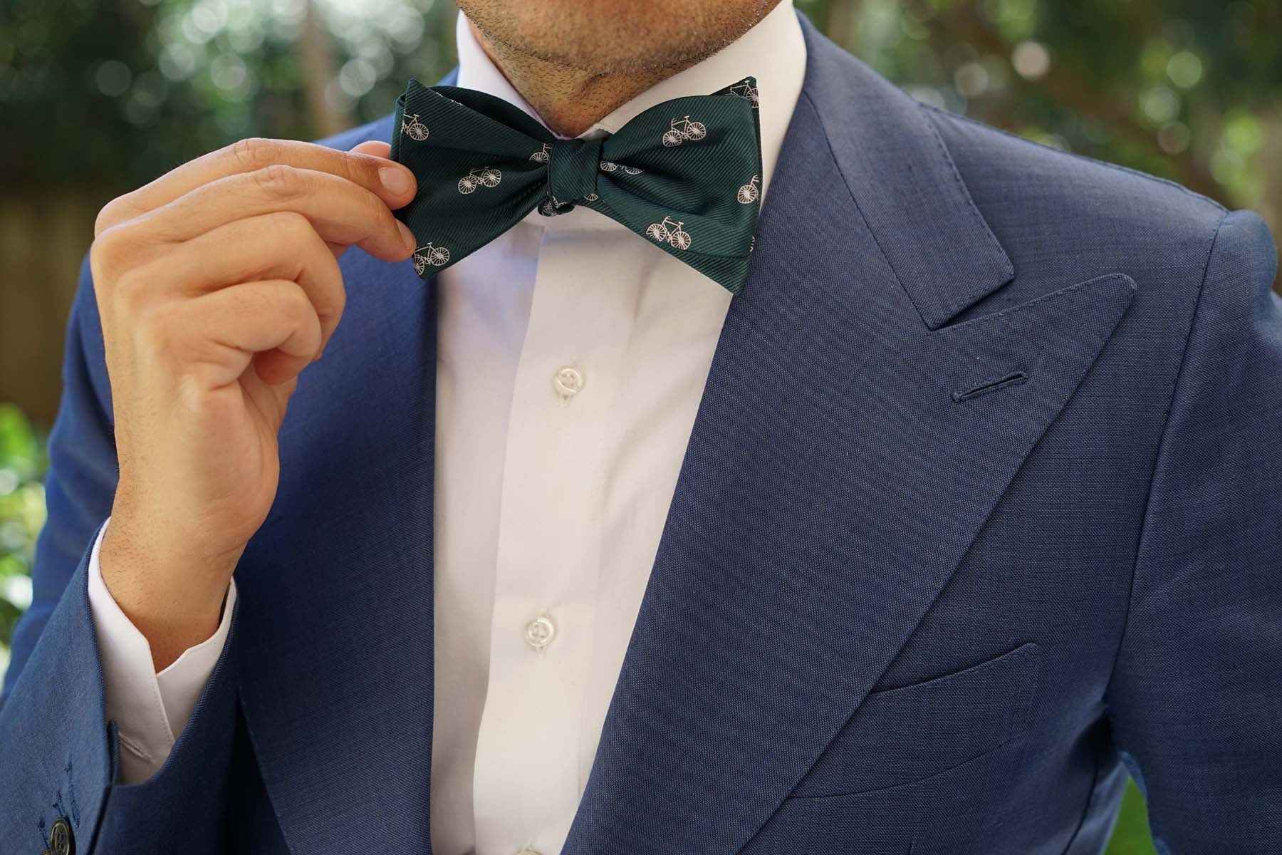 Dark Green French Bicycle Self Bow Tie