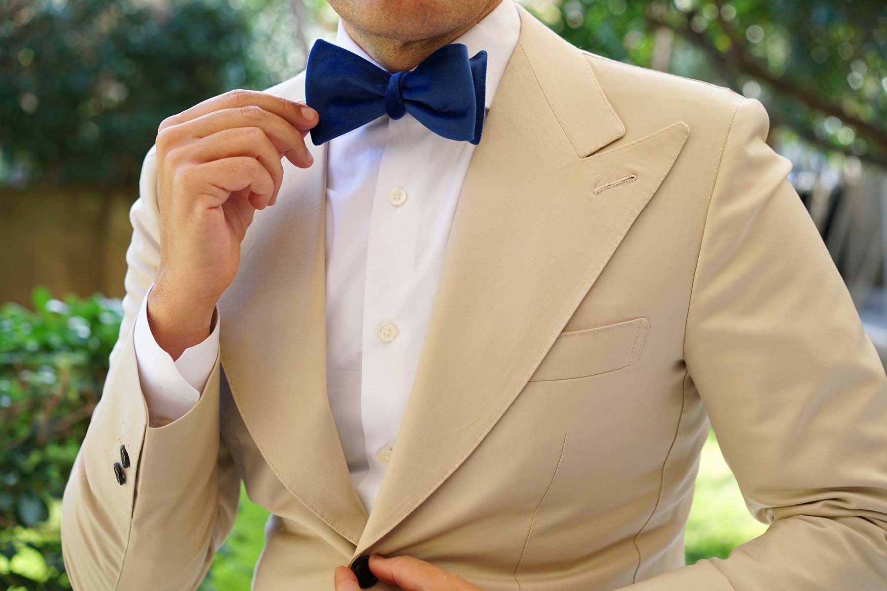 Royal Blue Velvet Self Bow Tie