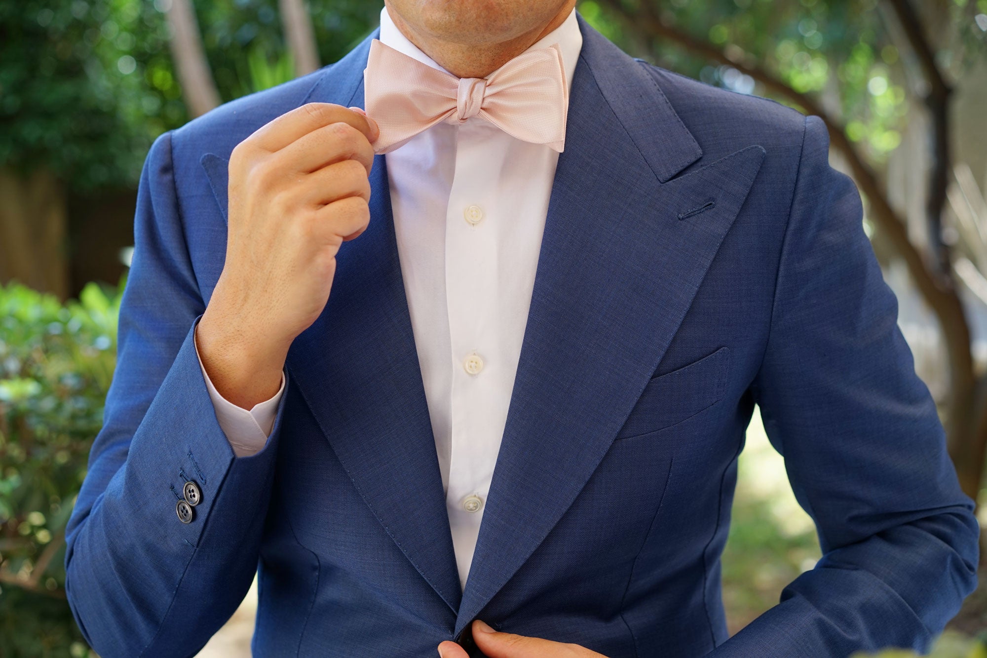 Liege Blush Pink Diamond Self Bow Tie