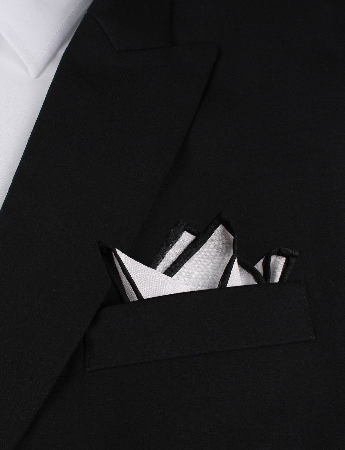 White Cotton Pocket Square with Black Border