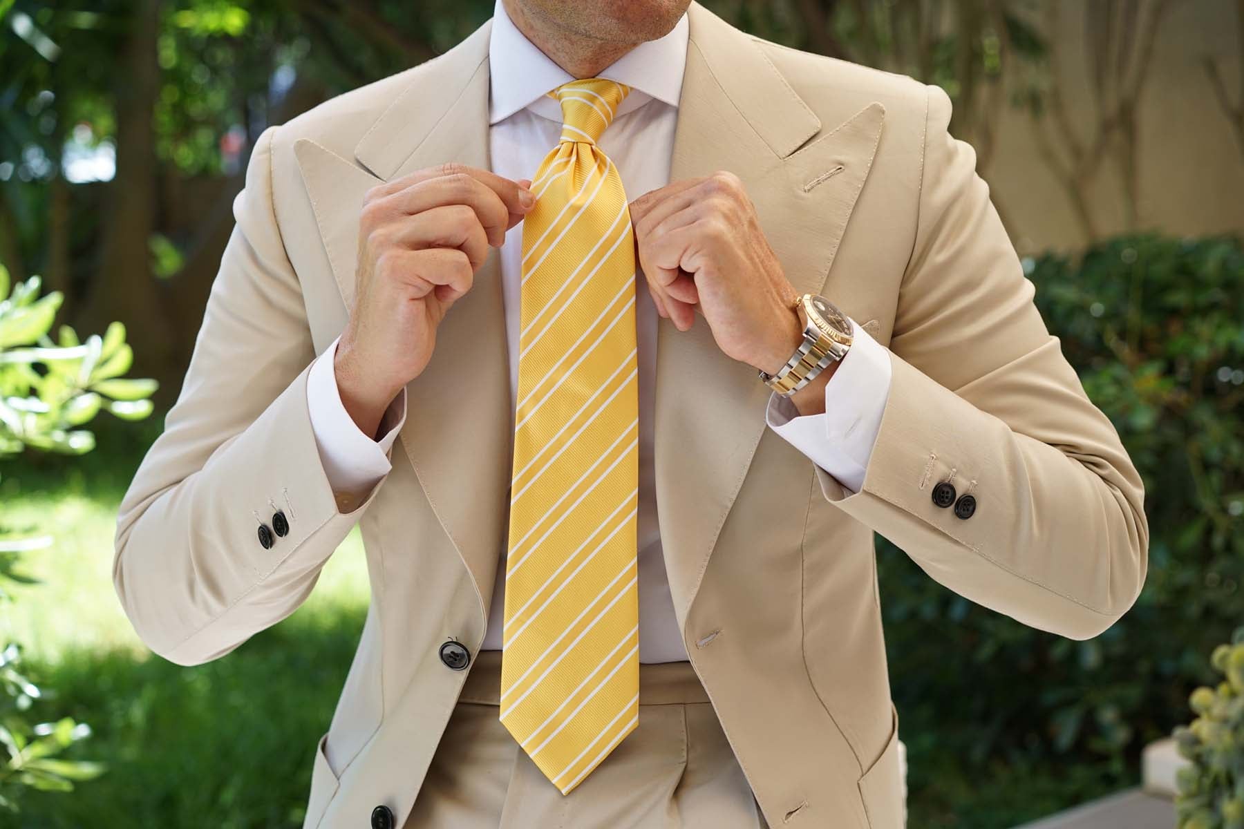 Sunflower Yellow Double Stripe Necktie