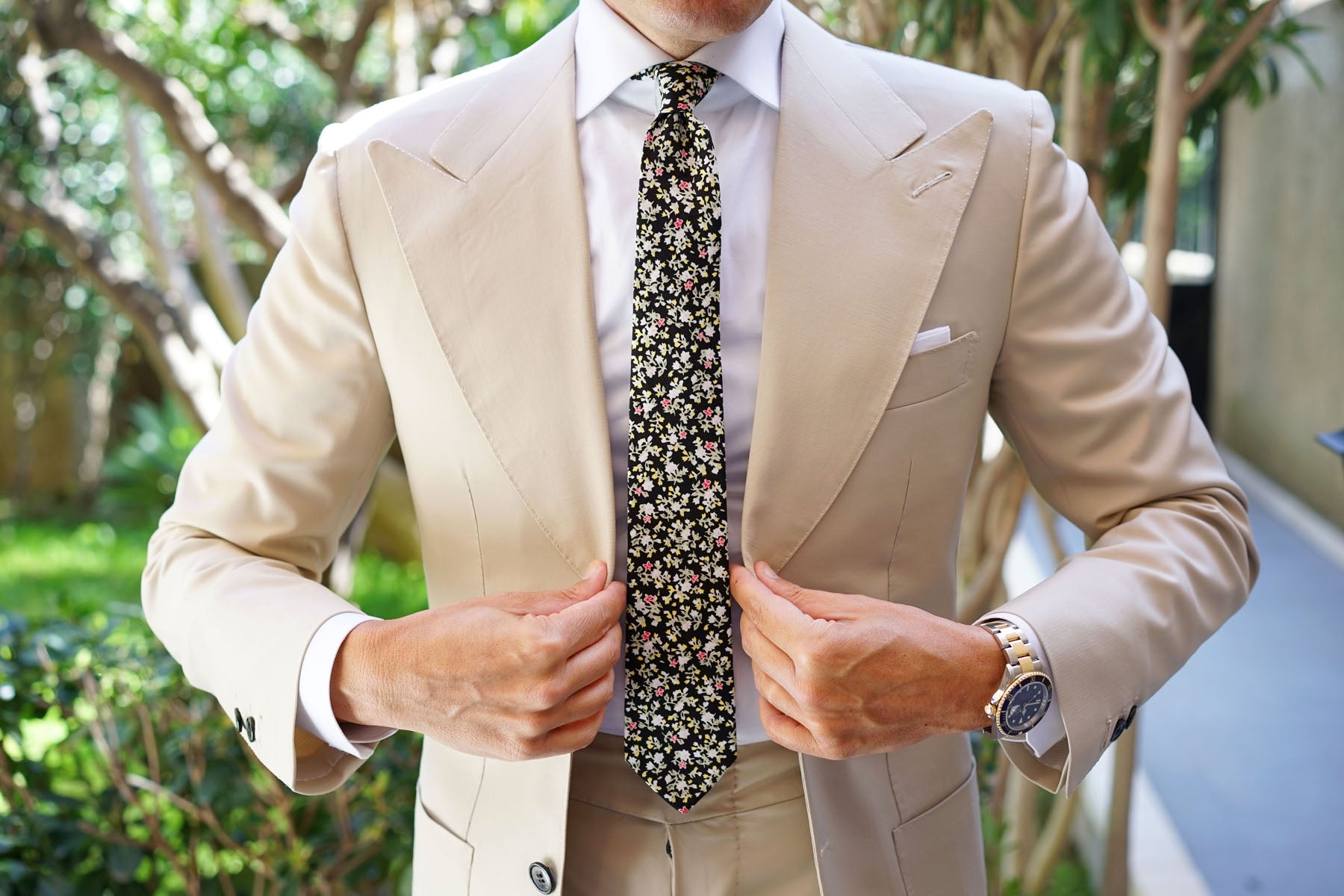 Madagascar Black Floral Skinny Tie