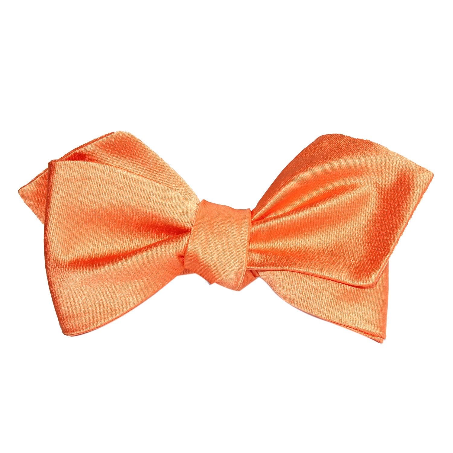 Orange Tangerine Satin Self Tie Diamond Tip Bow Tie