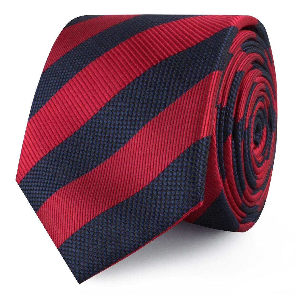 Canterbury Red & Navy Blue Striped Skinny Tie