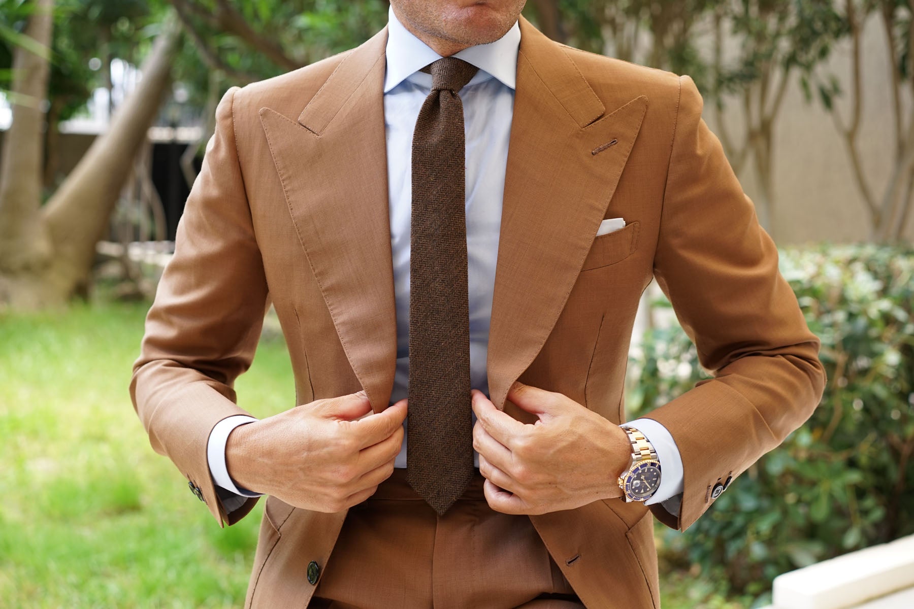 Cinnamon Herringbone Skinny Tie