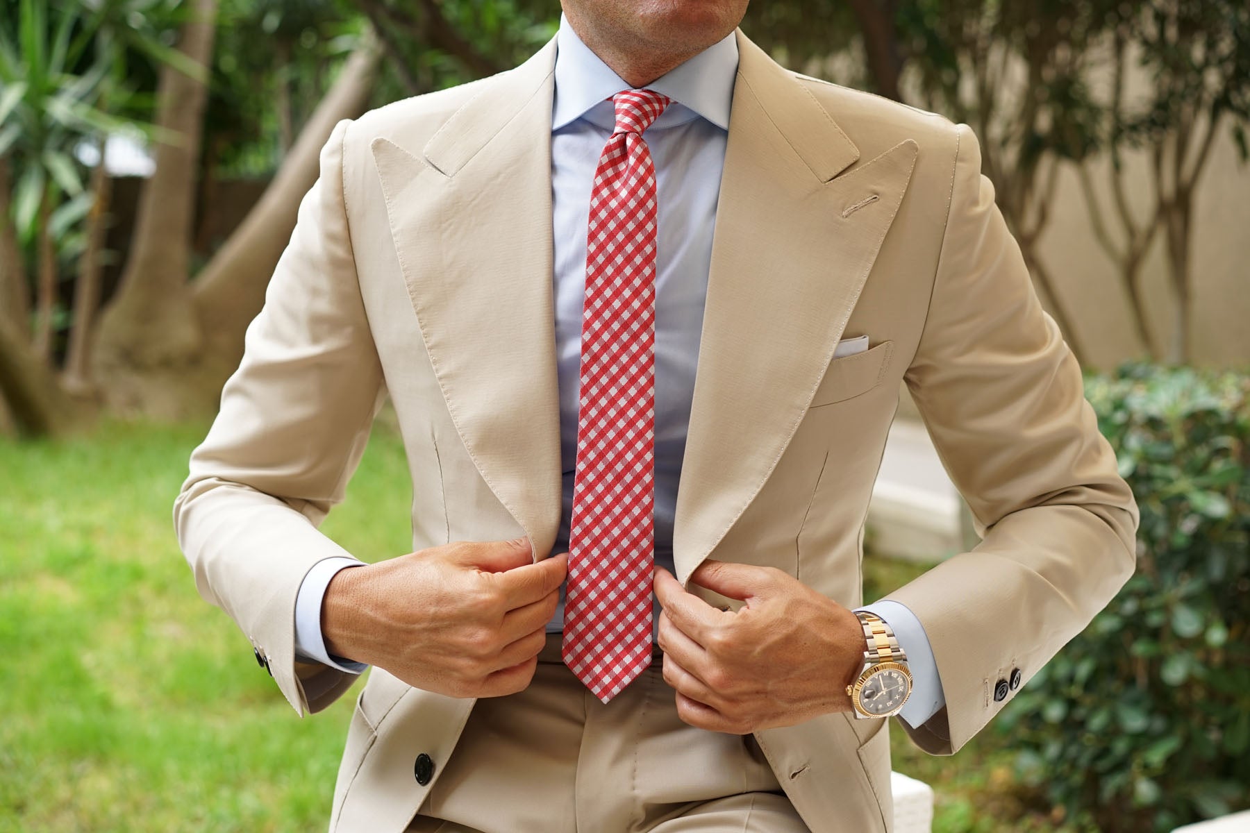 Red Gingham Skinny Tie