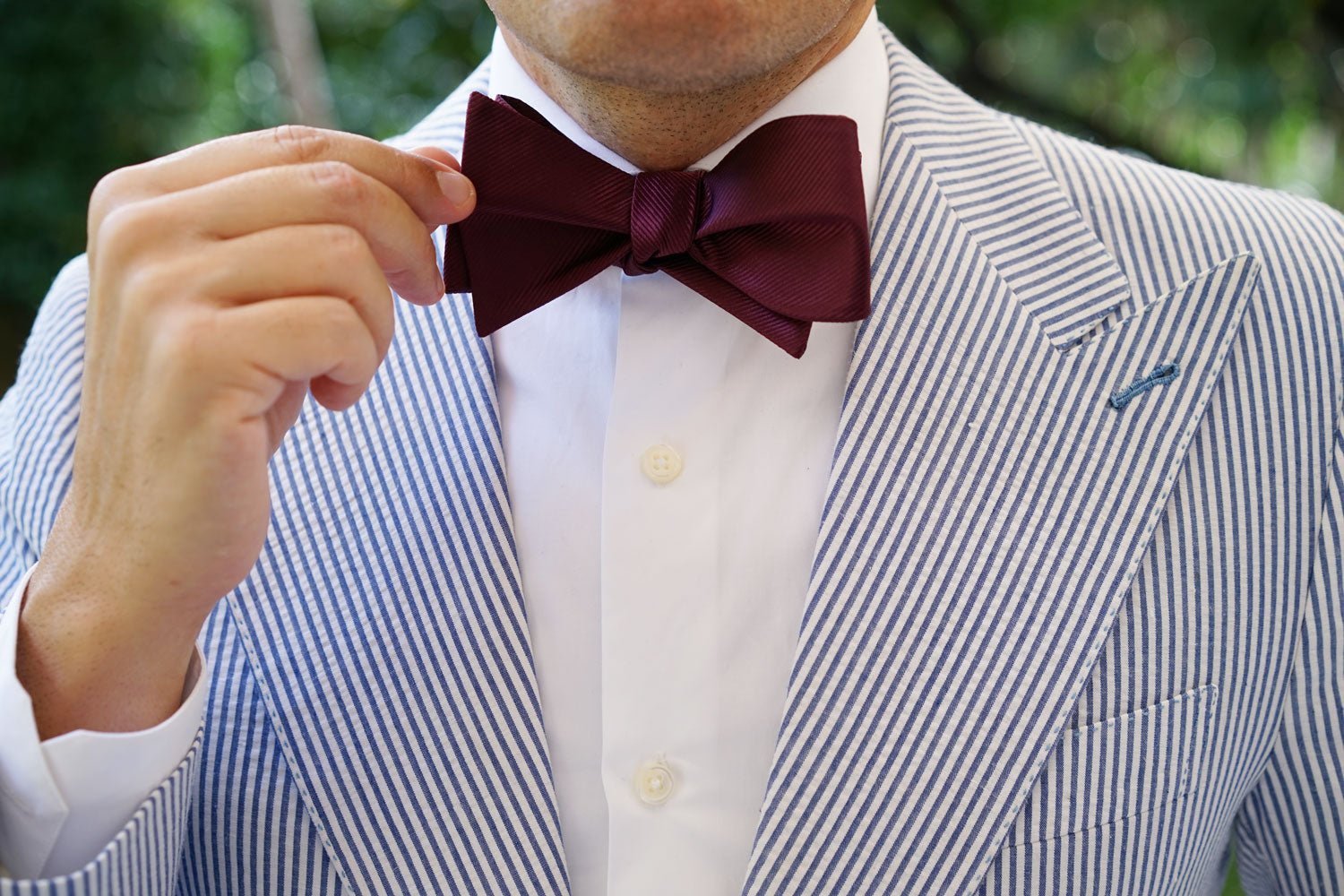 Dark Merlot Wine Twill Self Bow Tie