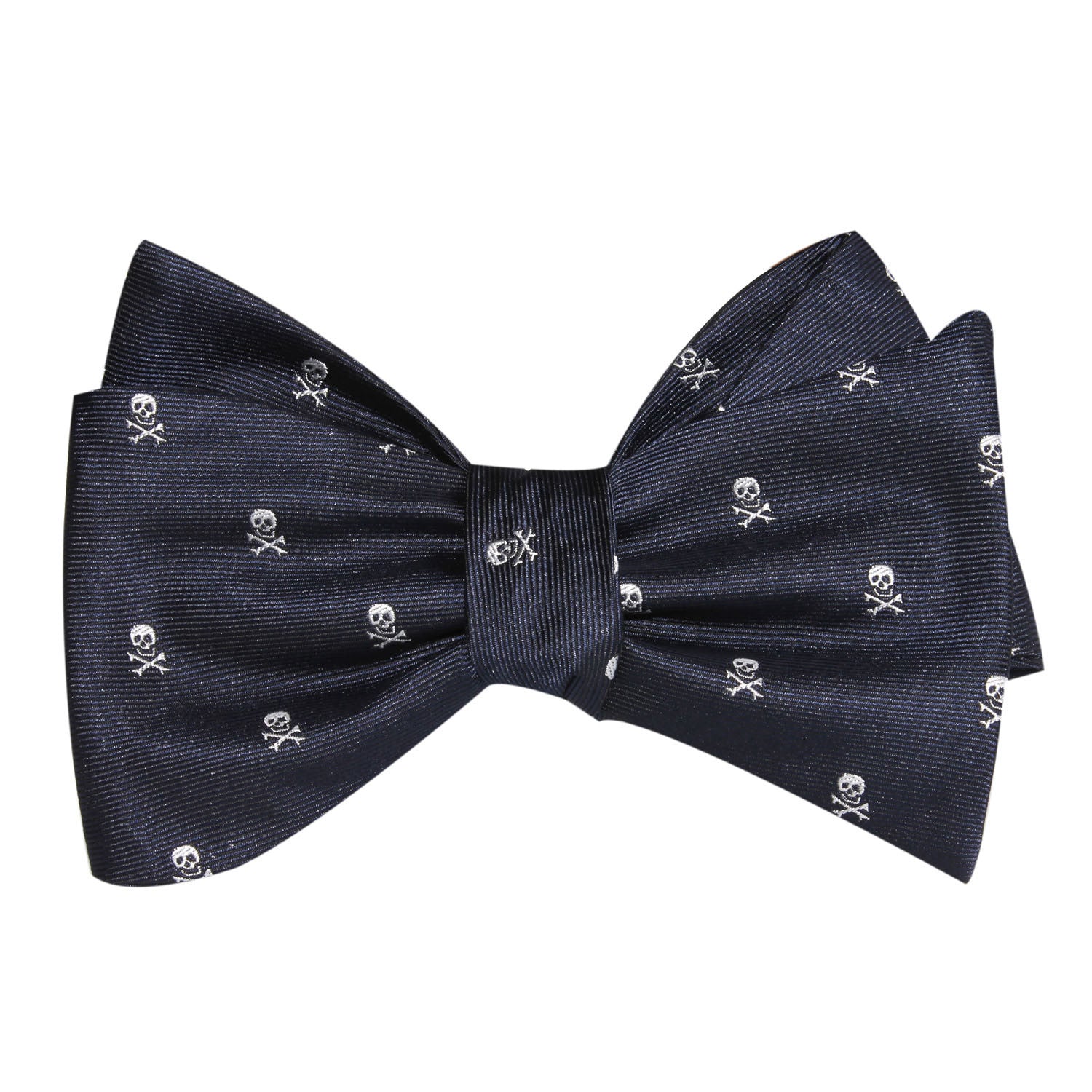 Navy Blue Pirate Skull Self Tie Bow Tie