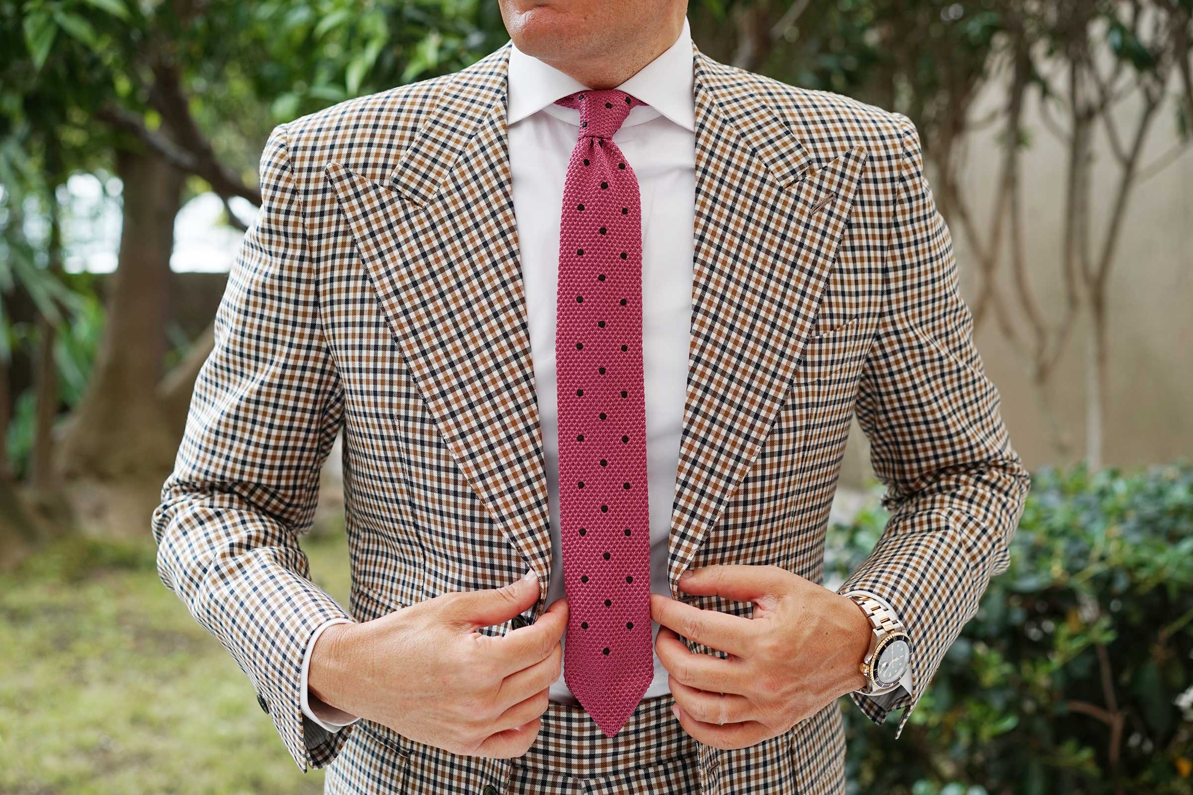 Brizo Pink Polka Dot Knitted Tie