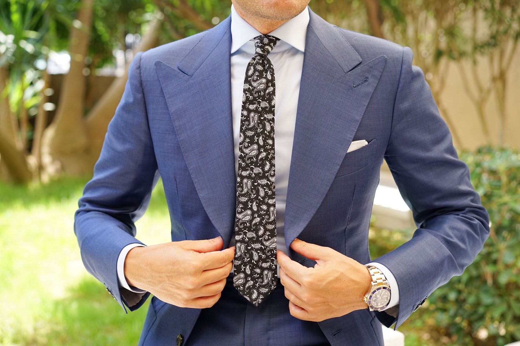 Mr Pollard Black Paisley Skinny Tie