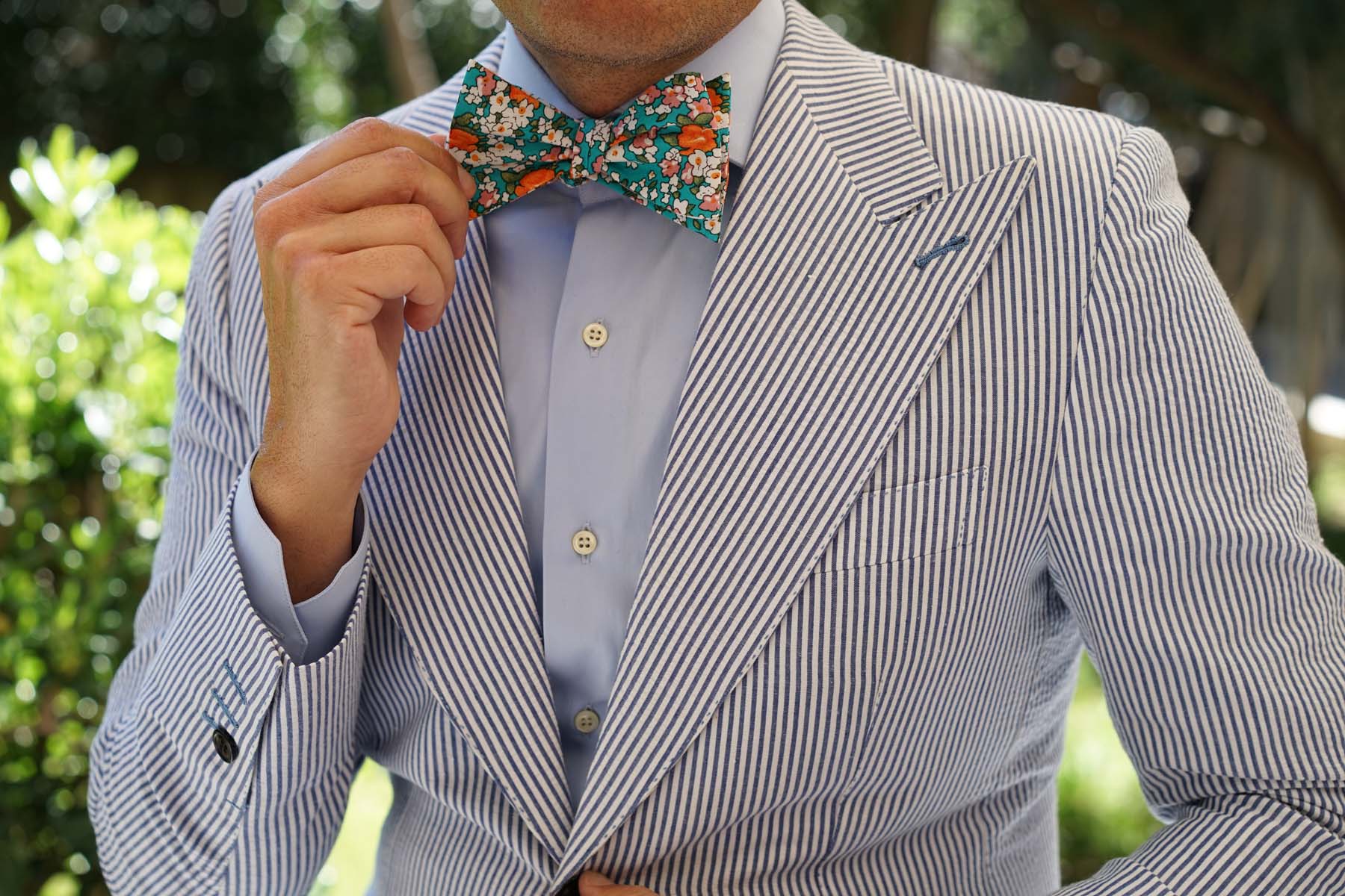 British Virgin Island Floral Self Bow Tie