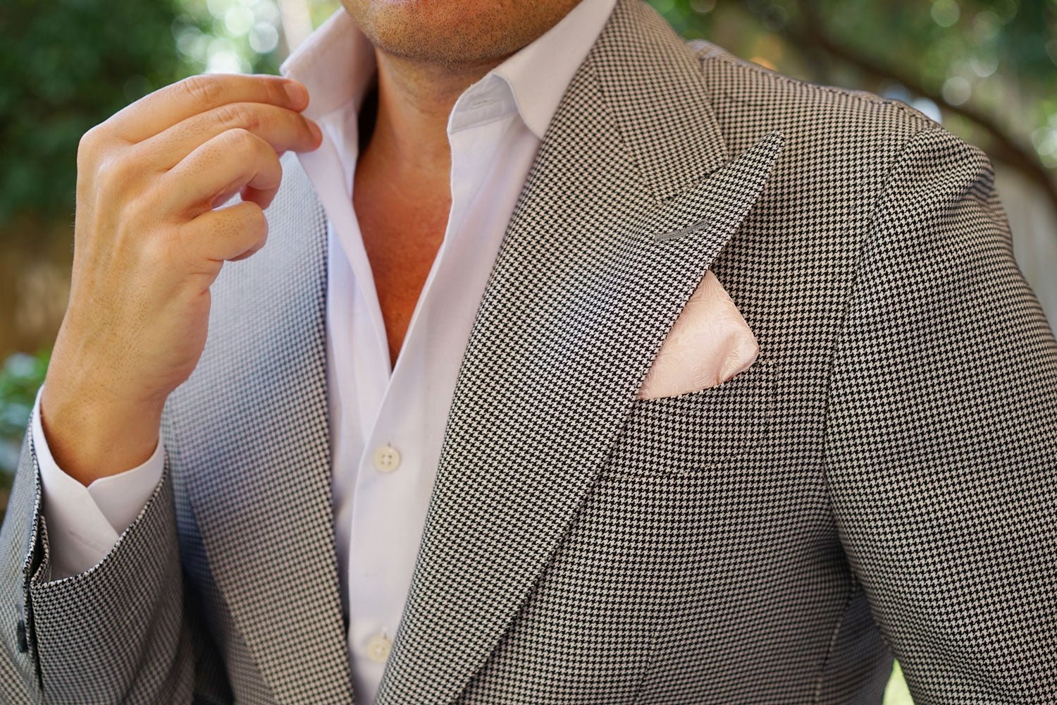 Blush Pink Daisy Flowers Floral Pocket Square