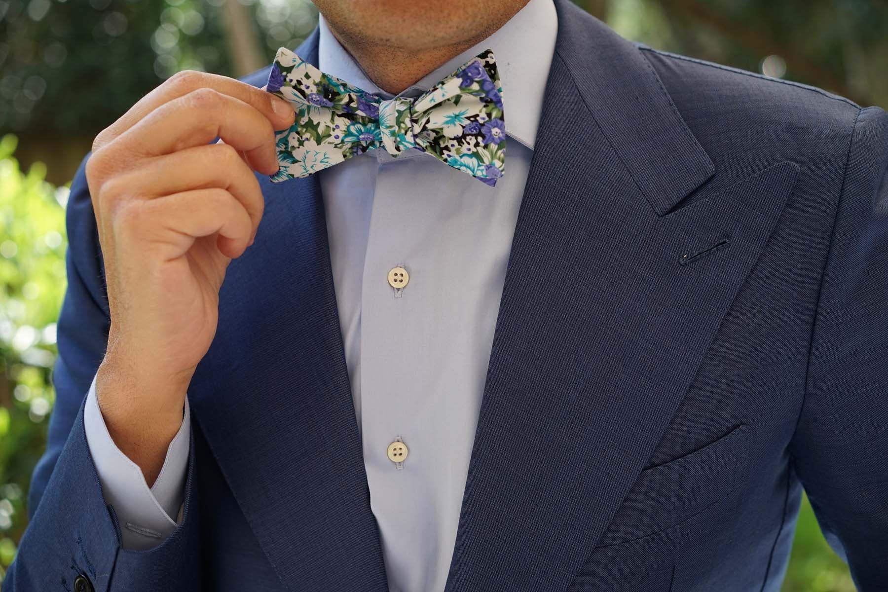 Pianosa Purple Floral Self Bow Tie