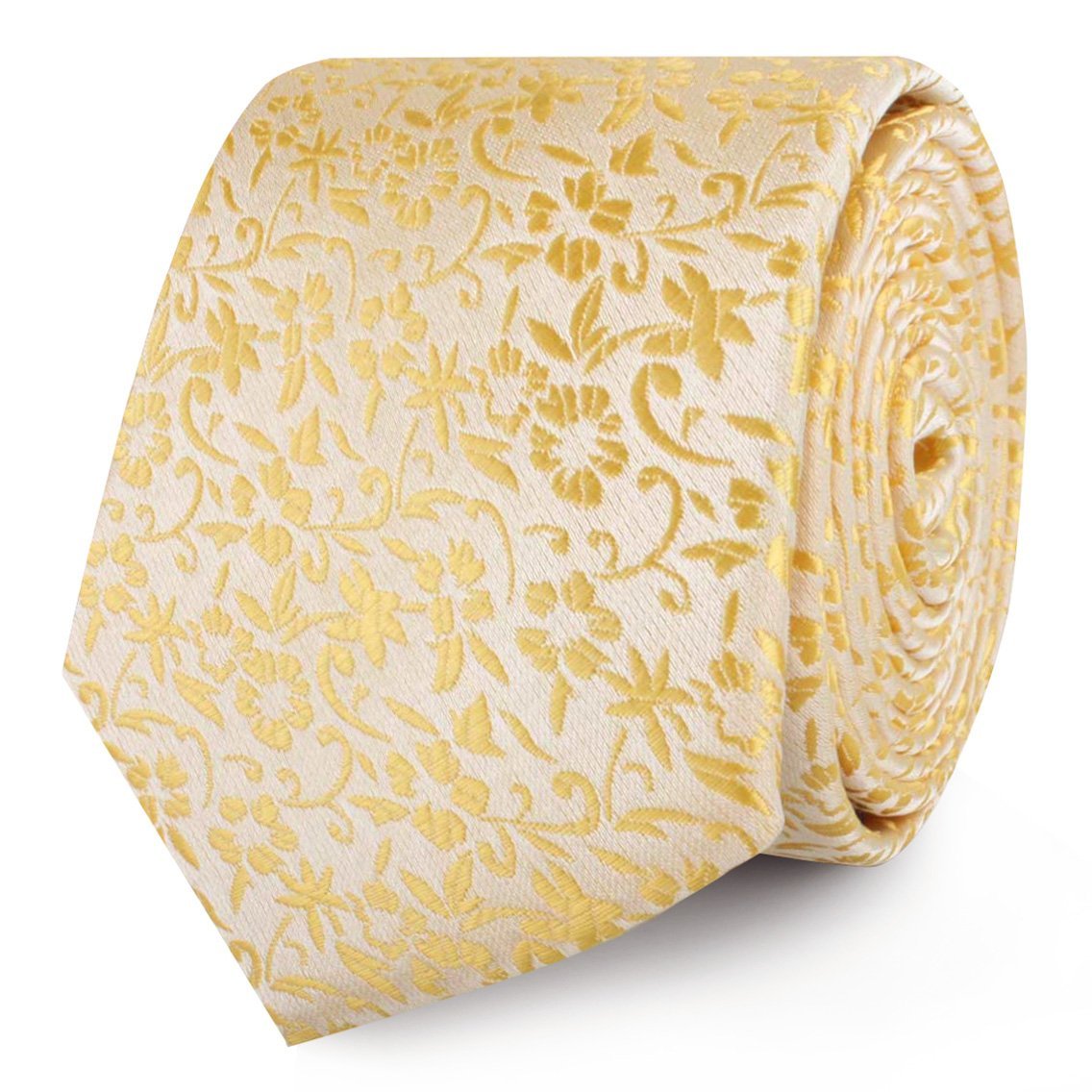 Canary Yellow Floral Fields Skinny Tie