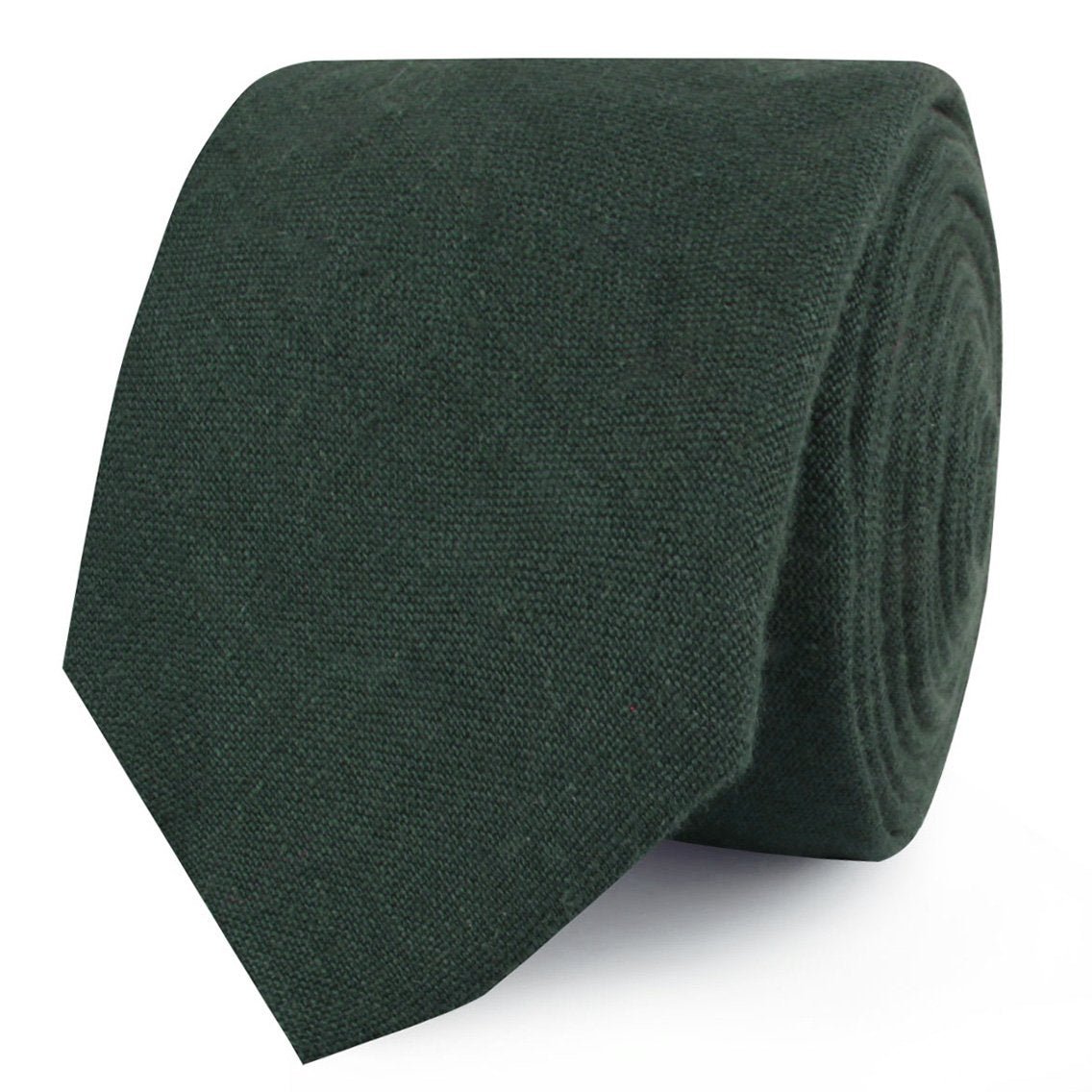 Dusty Emerald Green Linen Skinny Tie