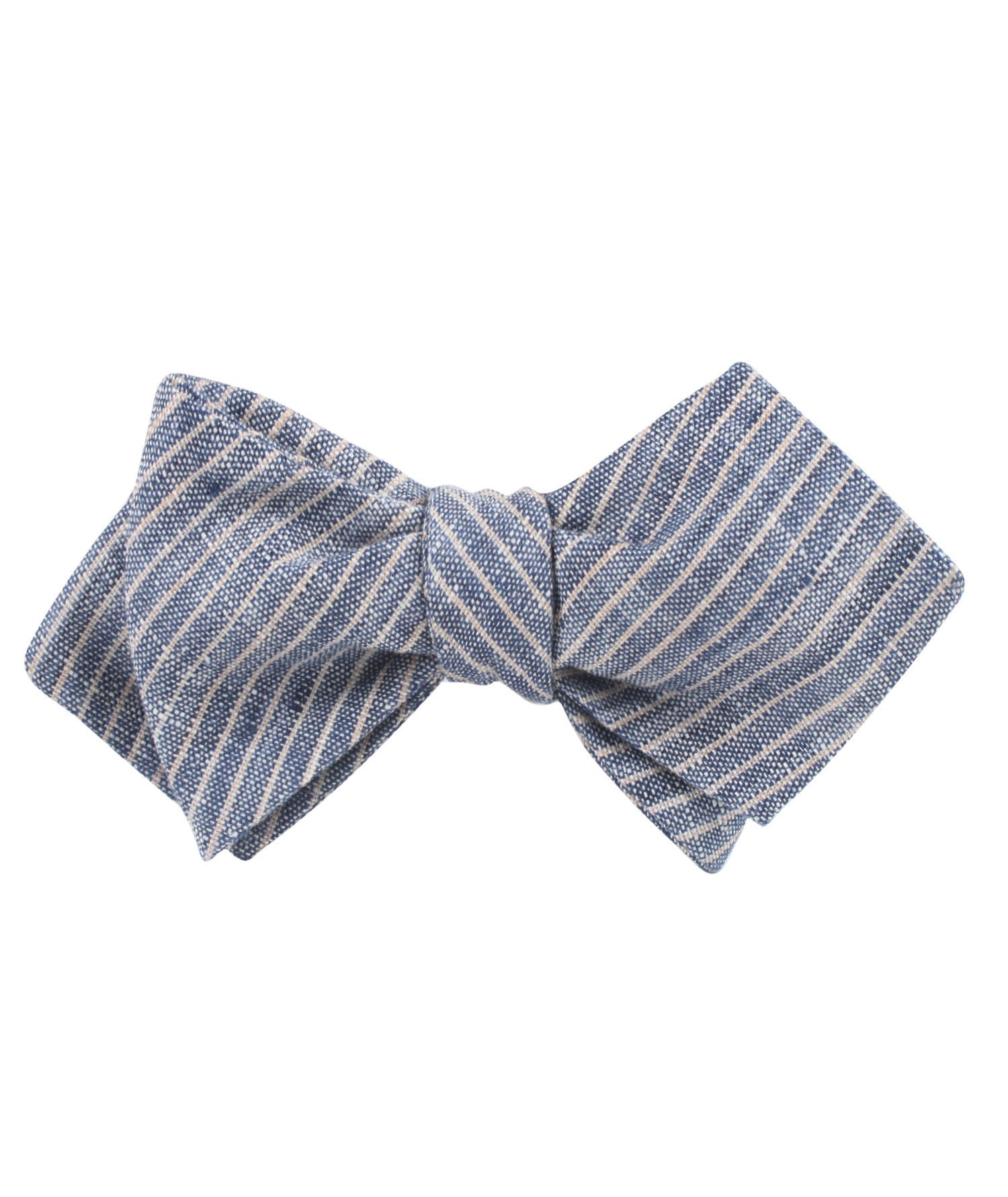 Blue Dry Cold Linen Pinstripe Diamond Self Bow Tie