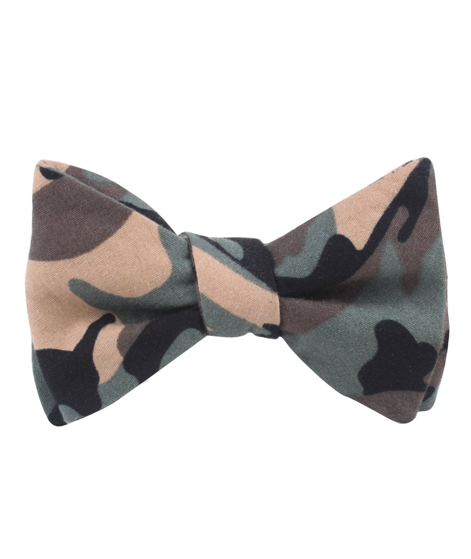 Forest Green Camouflage Self Bow Tie