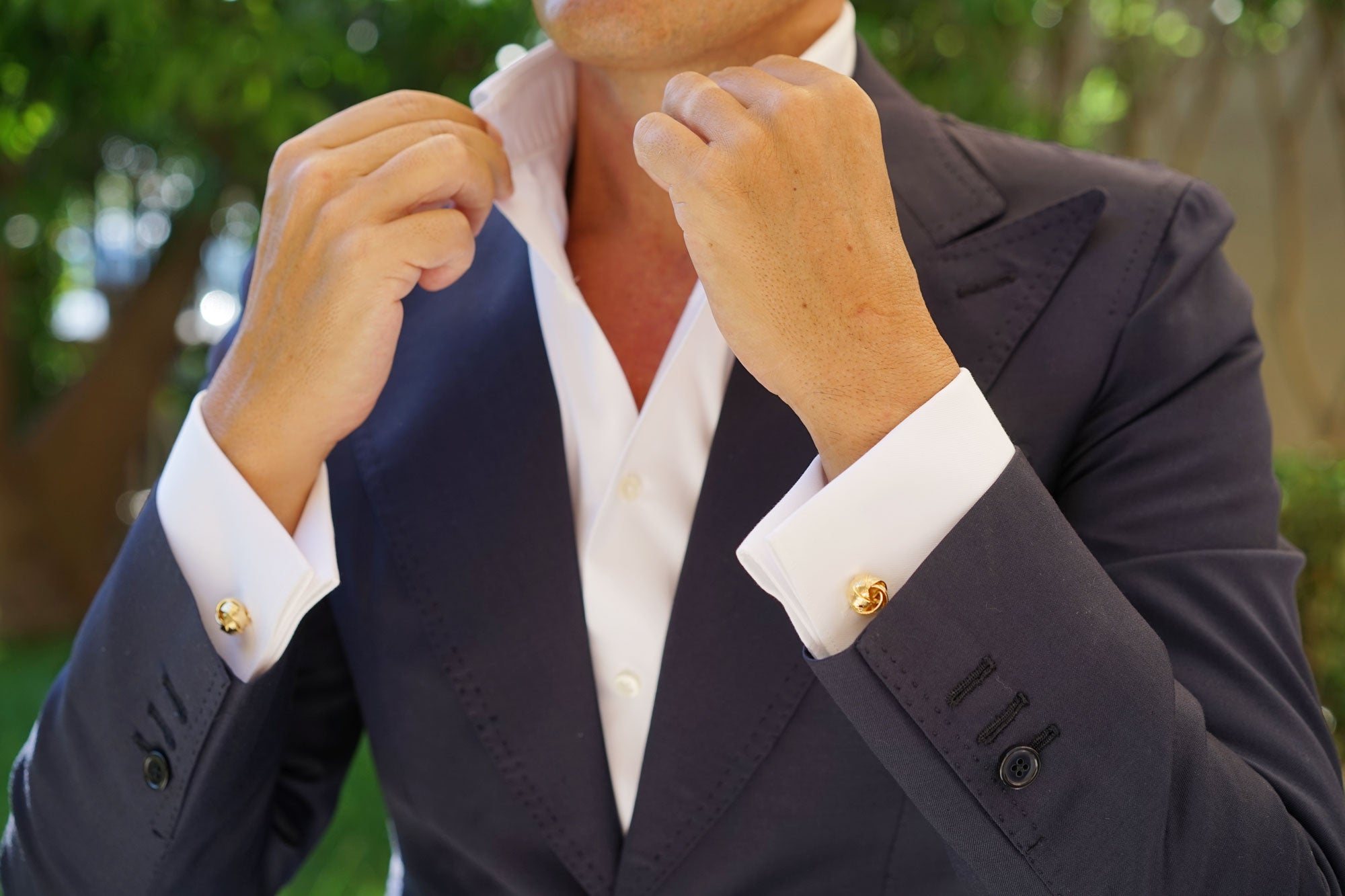 Ribbon Sphere Gold Cufflinks